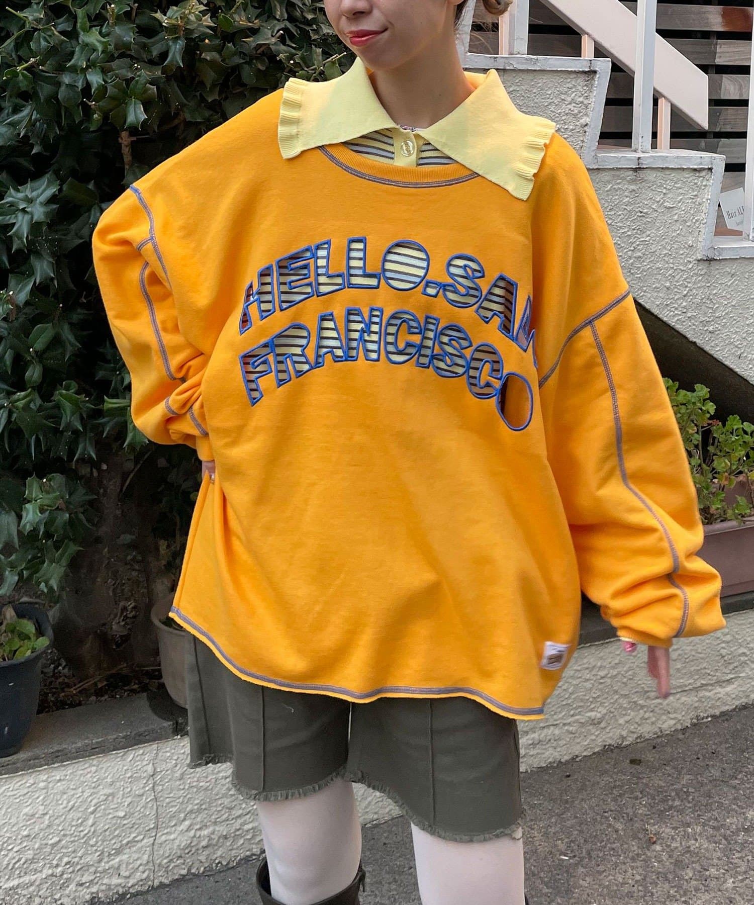 CIAOPANIC(チャオパニック) 【HELLO.SANFRANCISCO/ハローサンフランシスコ】2WAYハロサンカットアウトスウェット