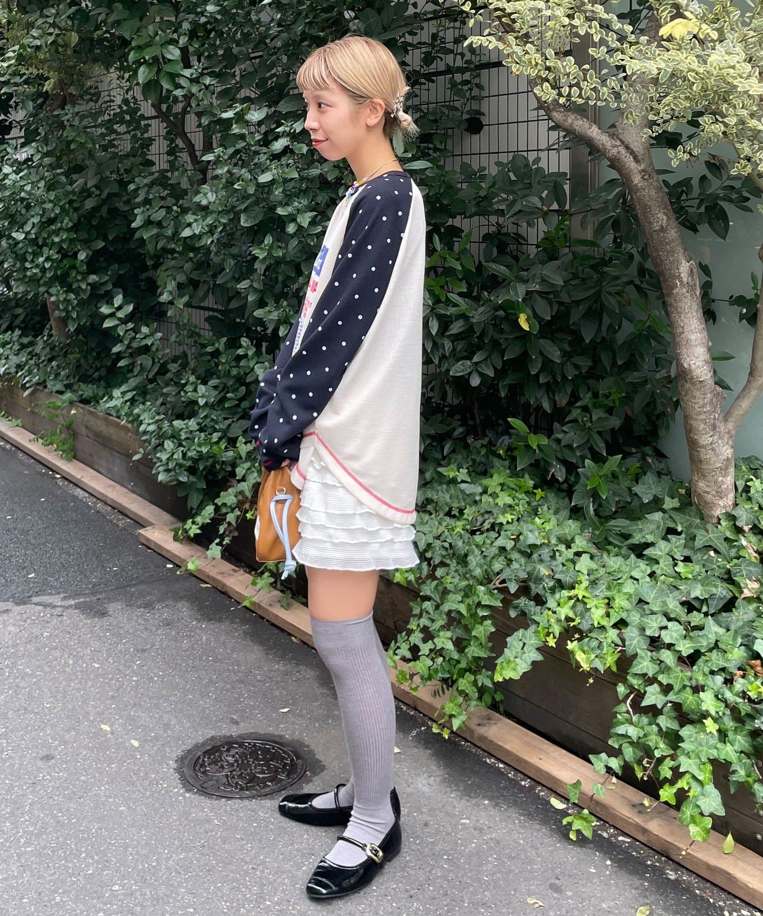 CIAOPANIC(チャオパニック) 【HELLO.SANFRANCISCO/ハローサンフランシスコ】プリントワッフルラグランTEE