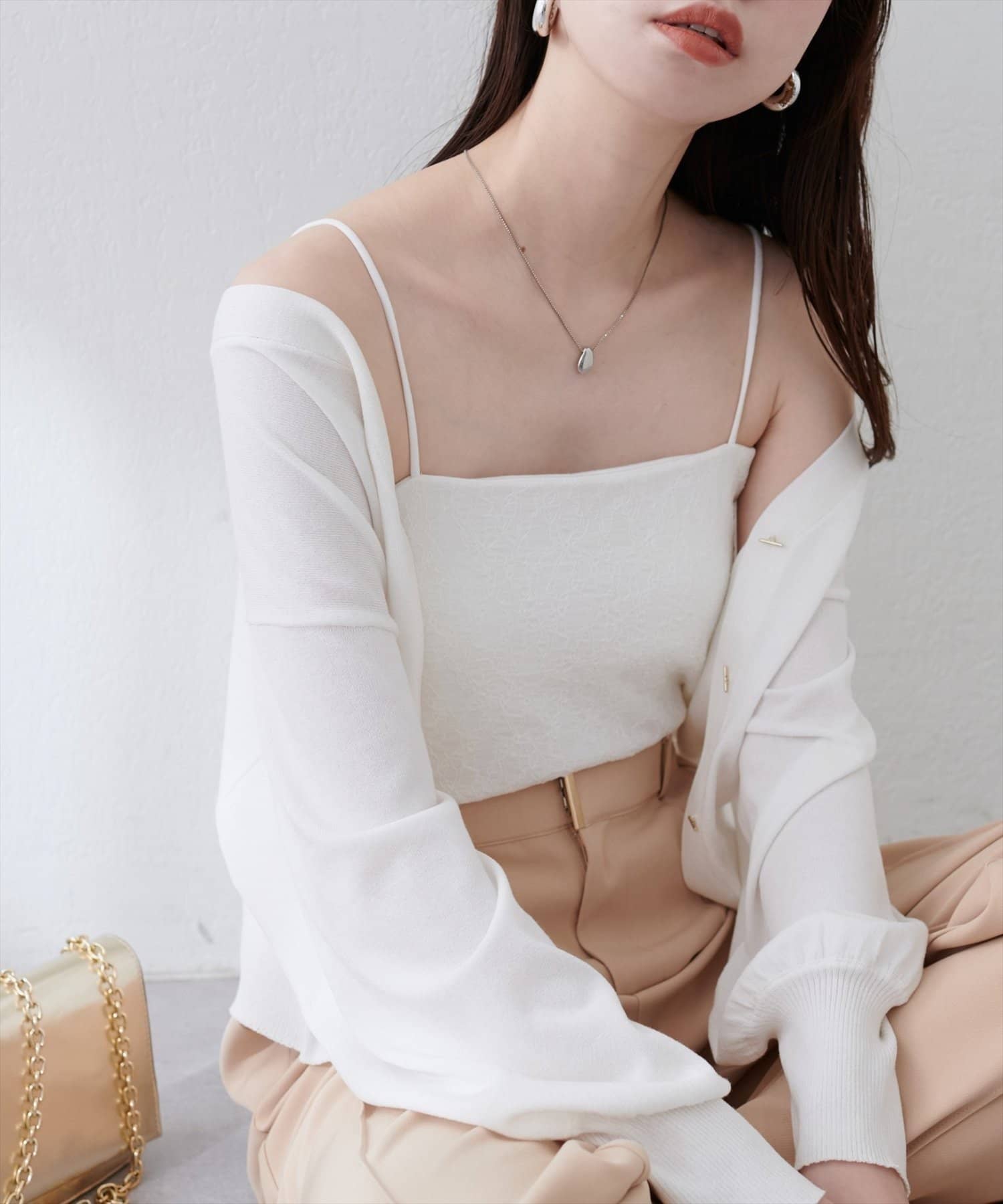 NICE CLAUP / OLIVE des OLIVE OUTLET(ナイスクラップ  / オリーブ デ オリーブ アウトレット) 【natural couture】カップ付きシアーレースベアキャミ