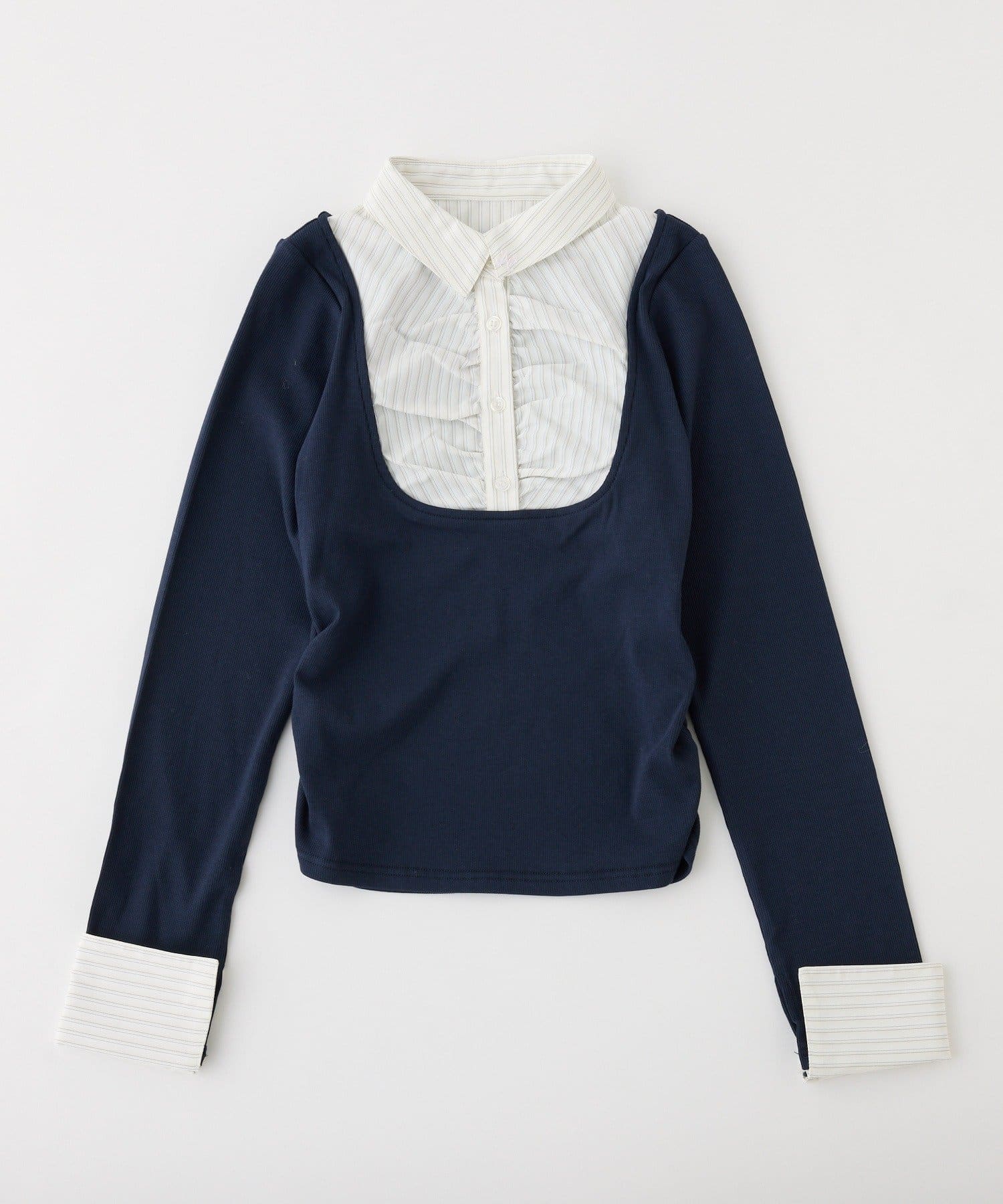 one after another NICE CLAUP(ワンアフターアナザー ナイスクラップ) ロゴ刺繡レイヤードトップス