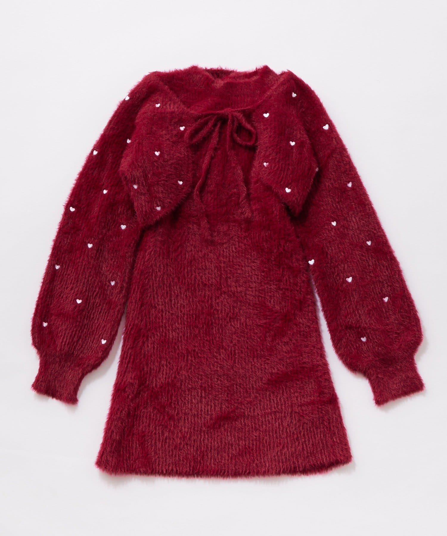 OLIVE des OLIVE(オリーブ デ オリーブ) 【Valentine Collection】ハート刺繍ニットワンピース