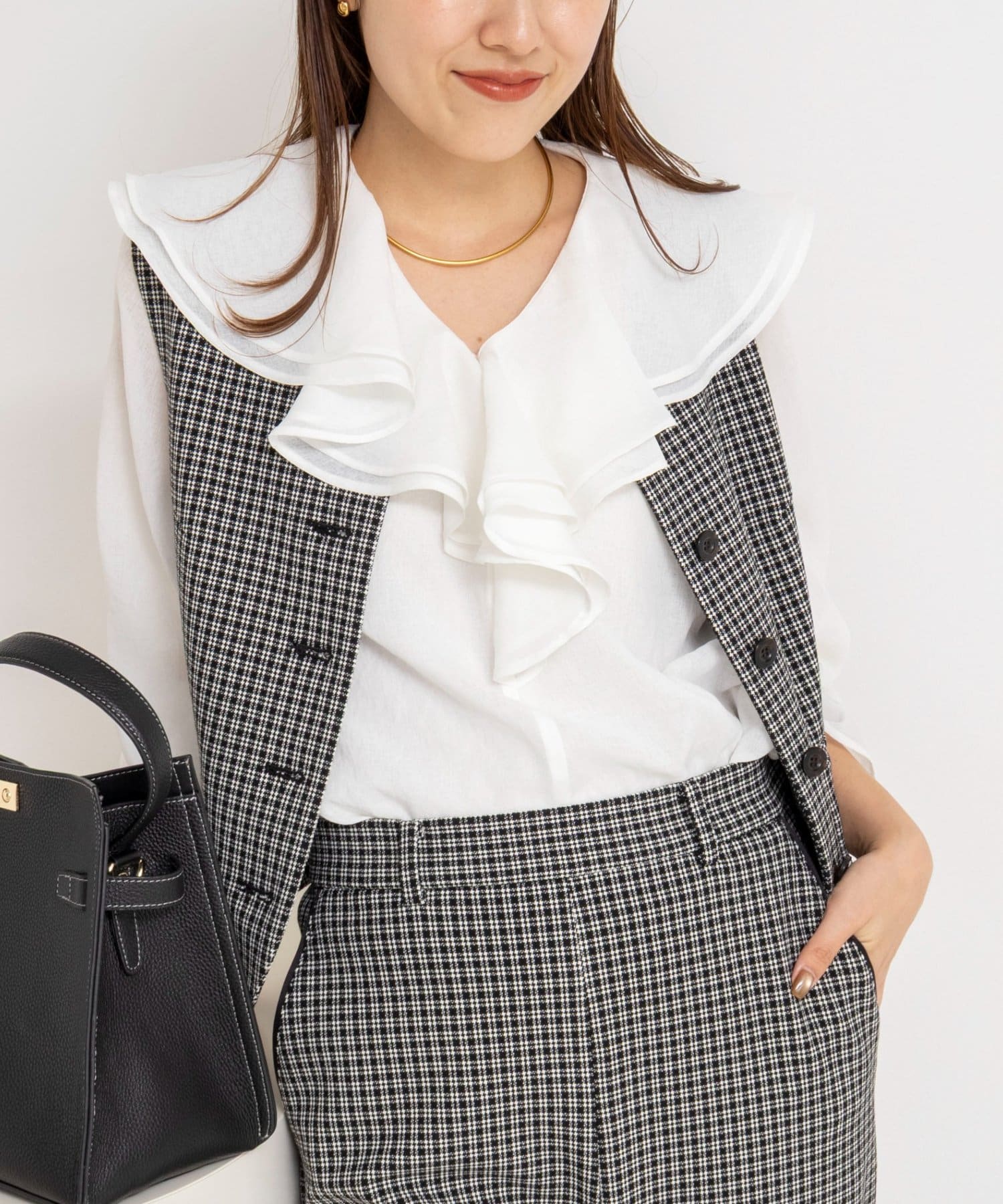 NOLLEY'S(ノーリーズ) ウォッシャブルラッフルカラーブラウス