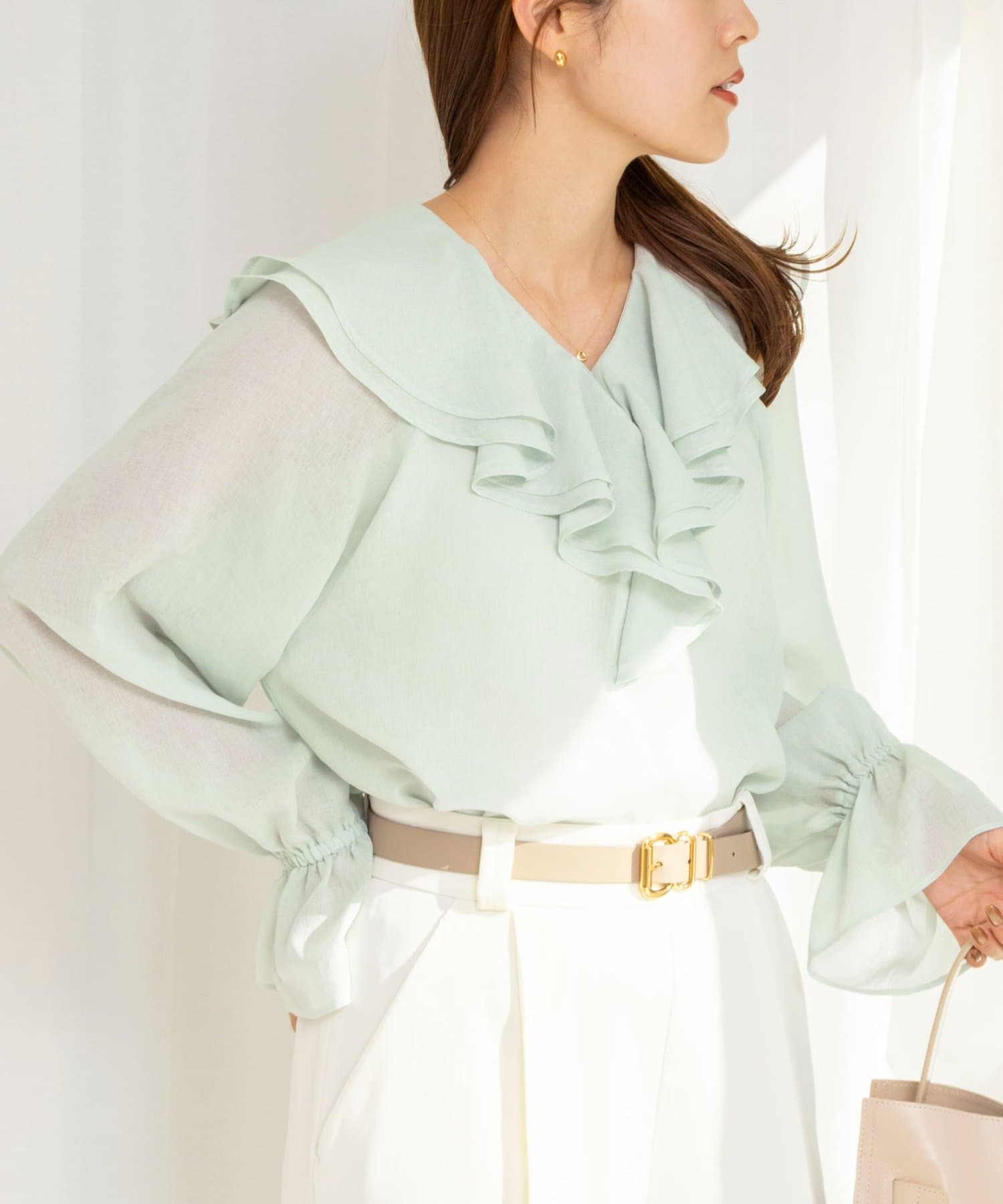 NOLLEY'S(ノーリーズ) ウォッシャブルラッフルカラーブラウス