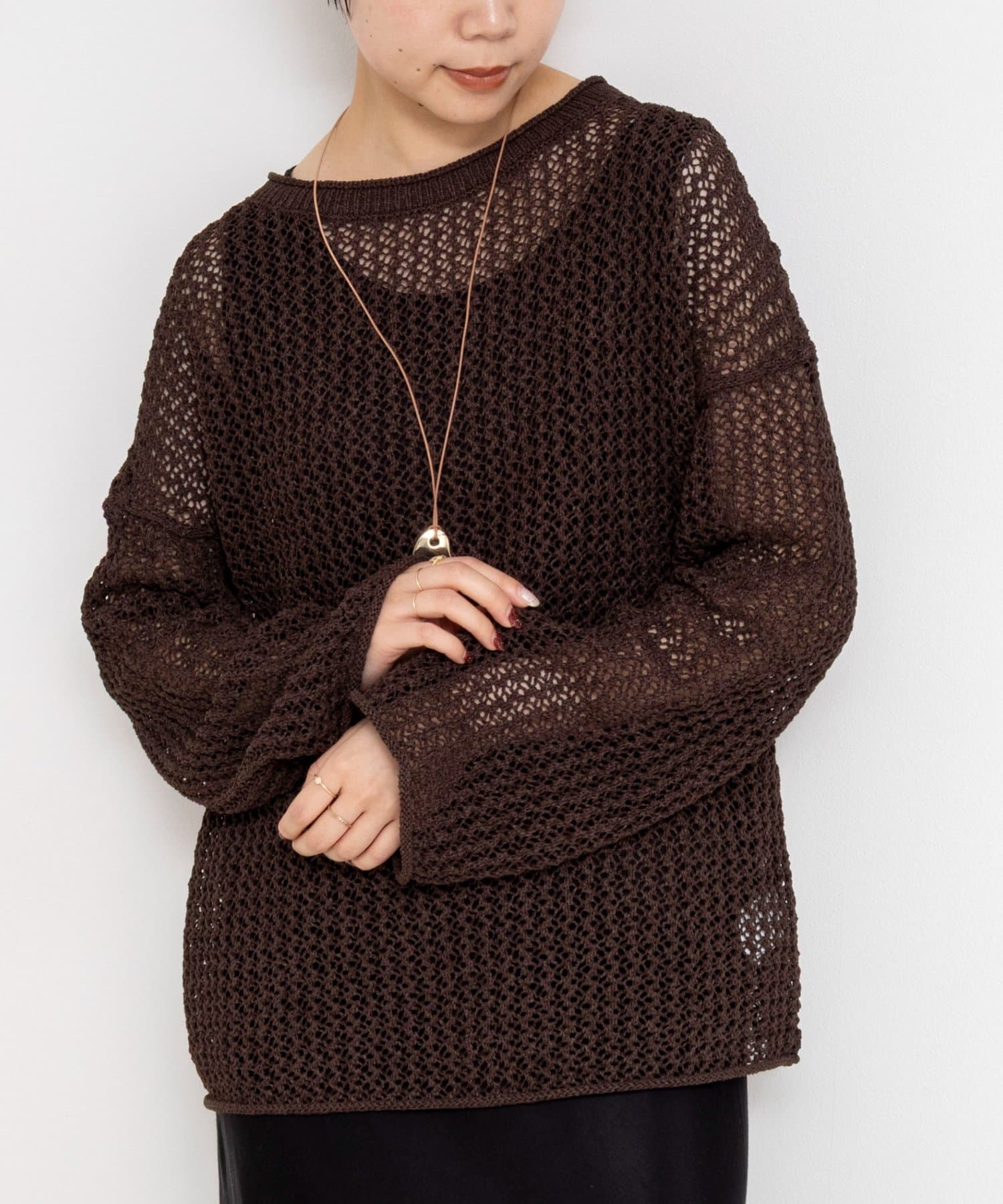 NOLLEY'S(ノーリーズ) 《手洗い可能》ペーパーヤーンメッシュプルオーバー