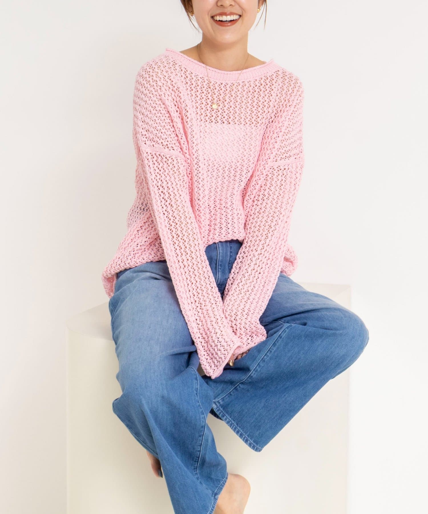 NOLLEY'S(ノーリーズ) 《手洗い可能》ペーパーヤーンメッシュプルオーバー