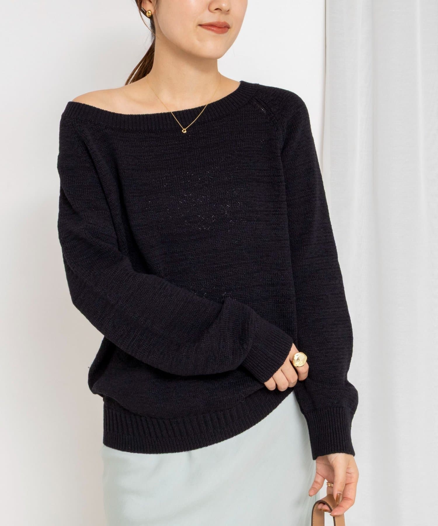 NOLLEY'S(ノーリーズ) 《手洗い可能》ボートネックプルオーバーテープヤーン