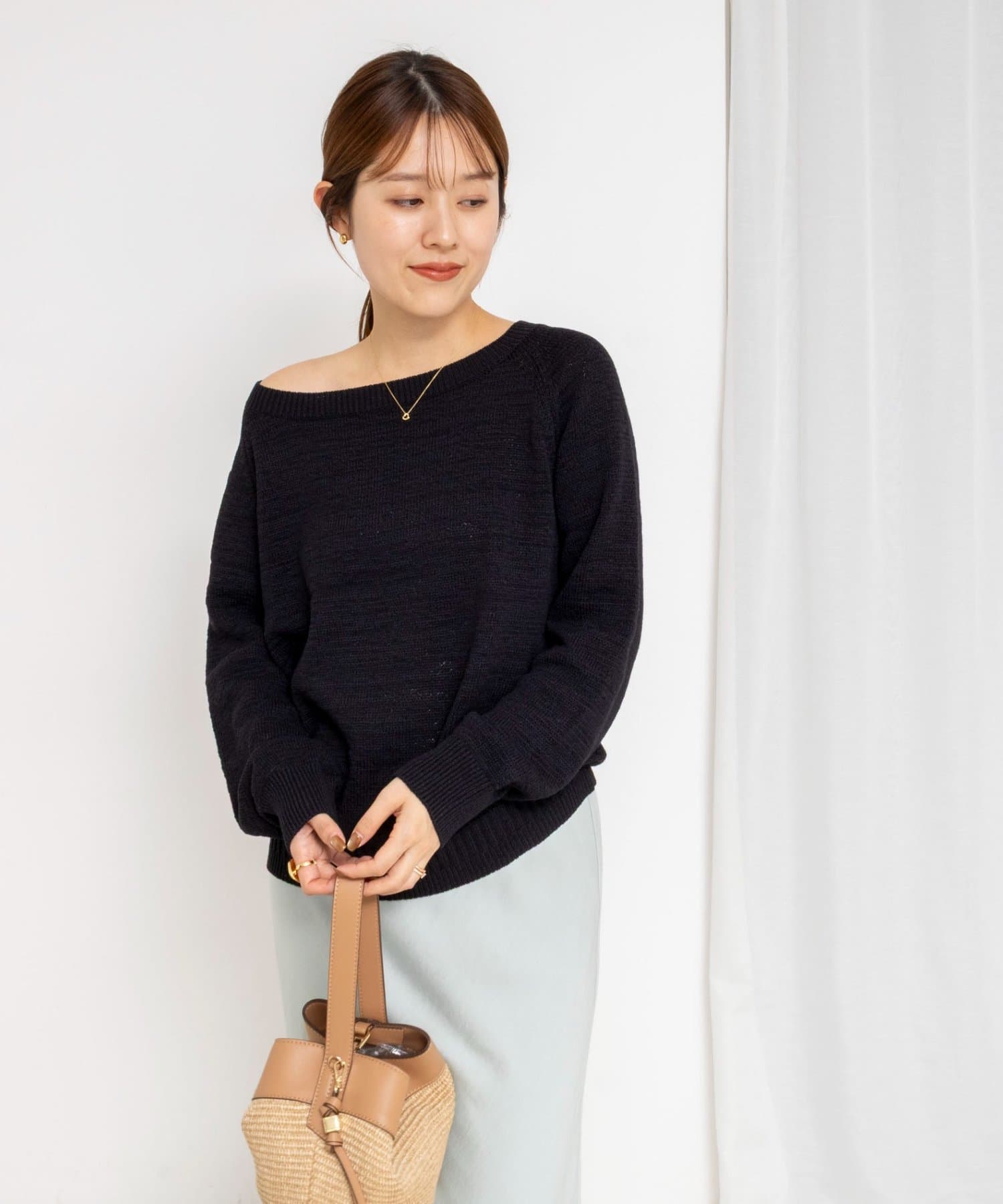 NOLLEY'S(ノーリーズ) 《手洗い可能》ボートネックプルオーバーテープヤーン