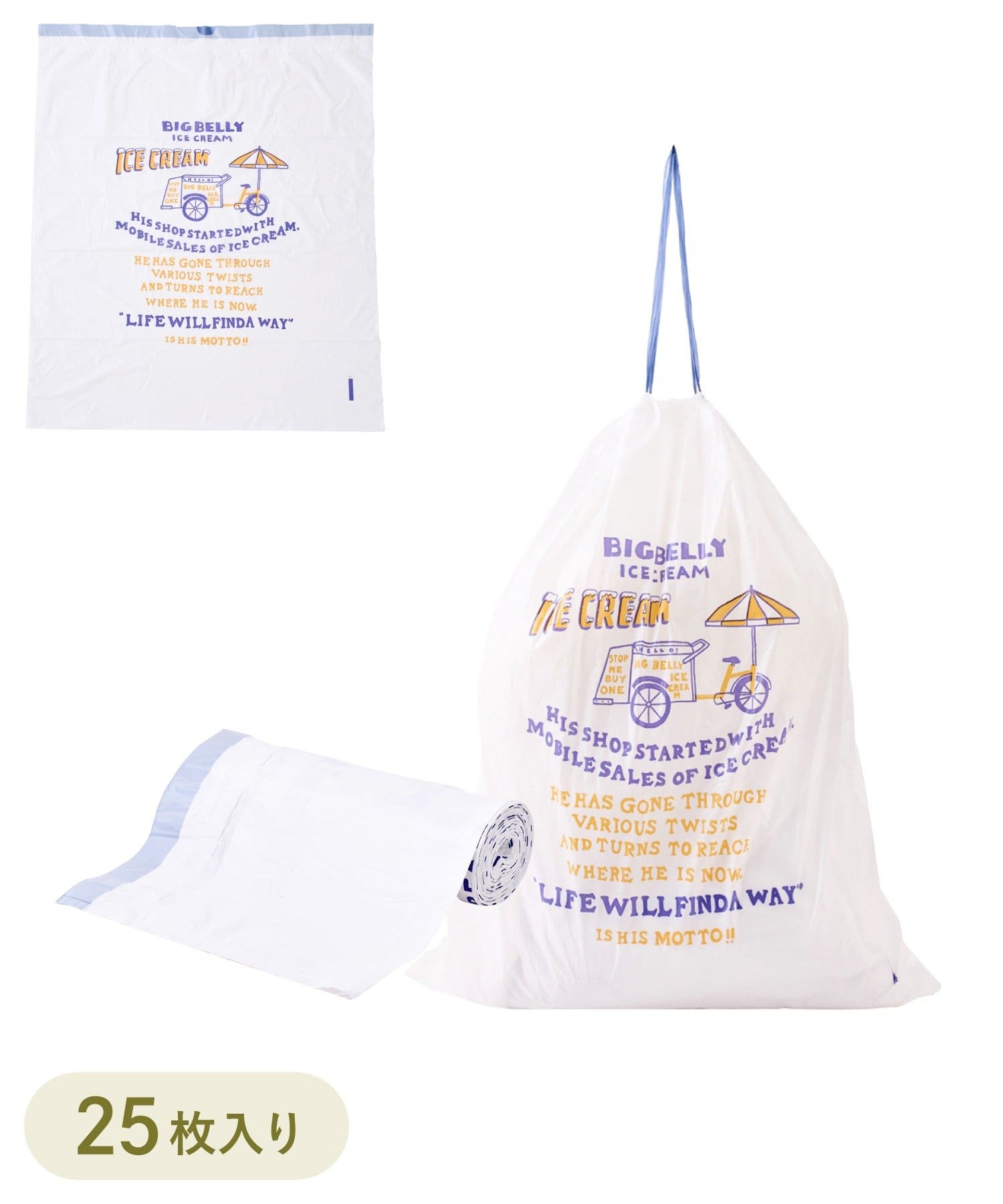 3COINS(スリーコインズ) ひも付きロールポリ袋：L（25枚入り）