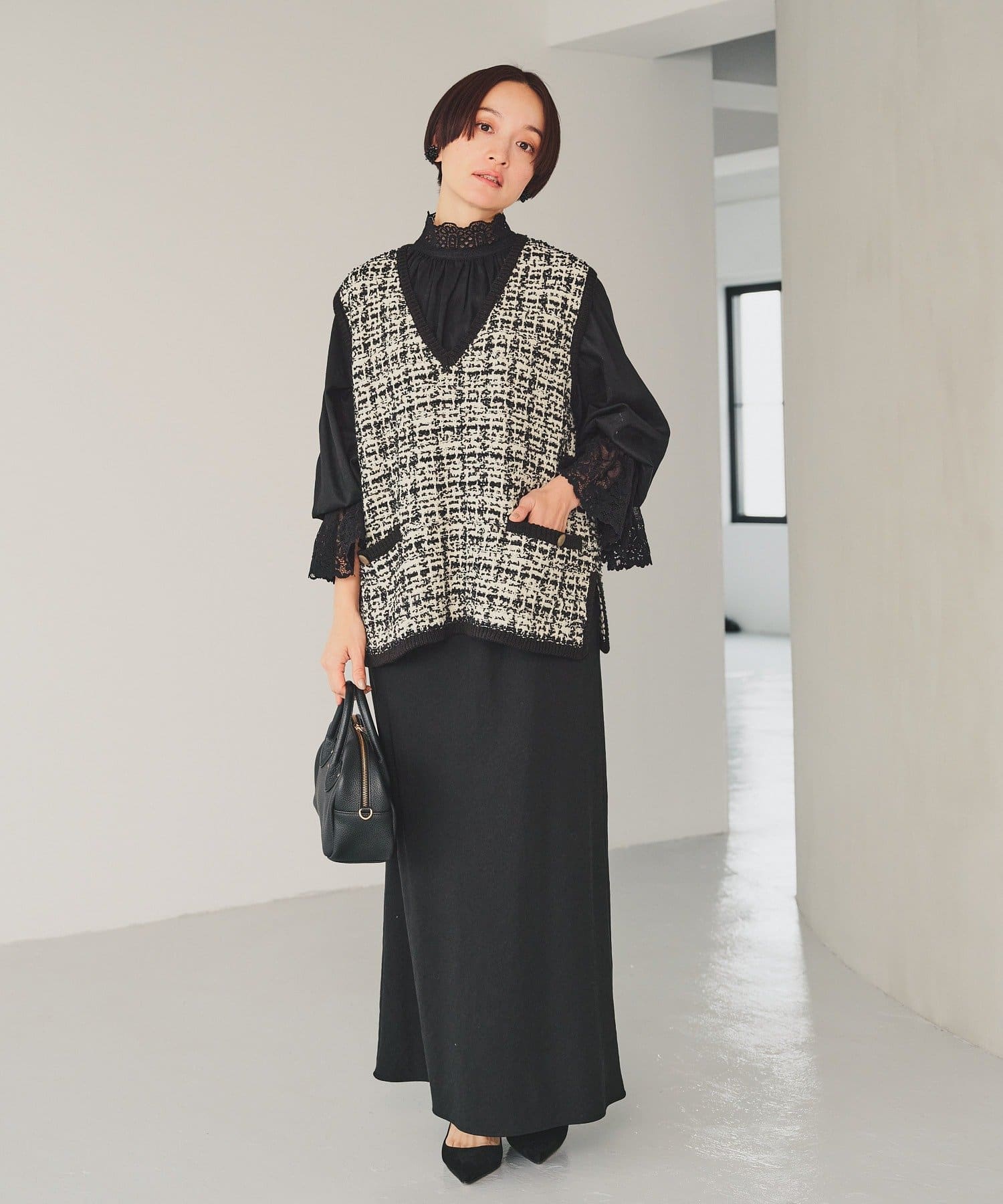 PUAL CE CIN(ピュアルセシン) ソフトツイルセミフレアスカート