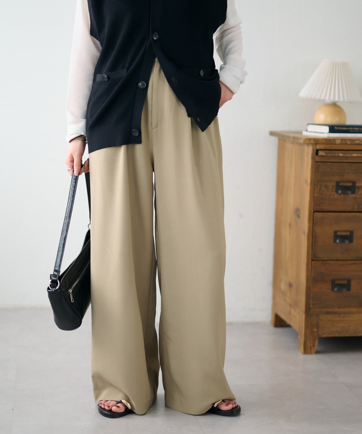 DISCOAT(ディスコート) 【Enlude】サイドベルト付きワイドパンツ