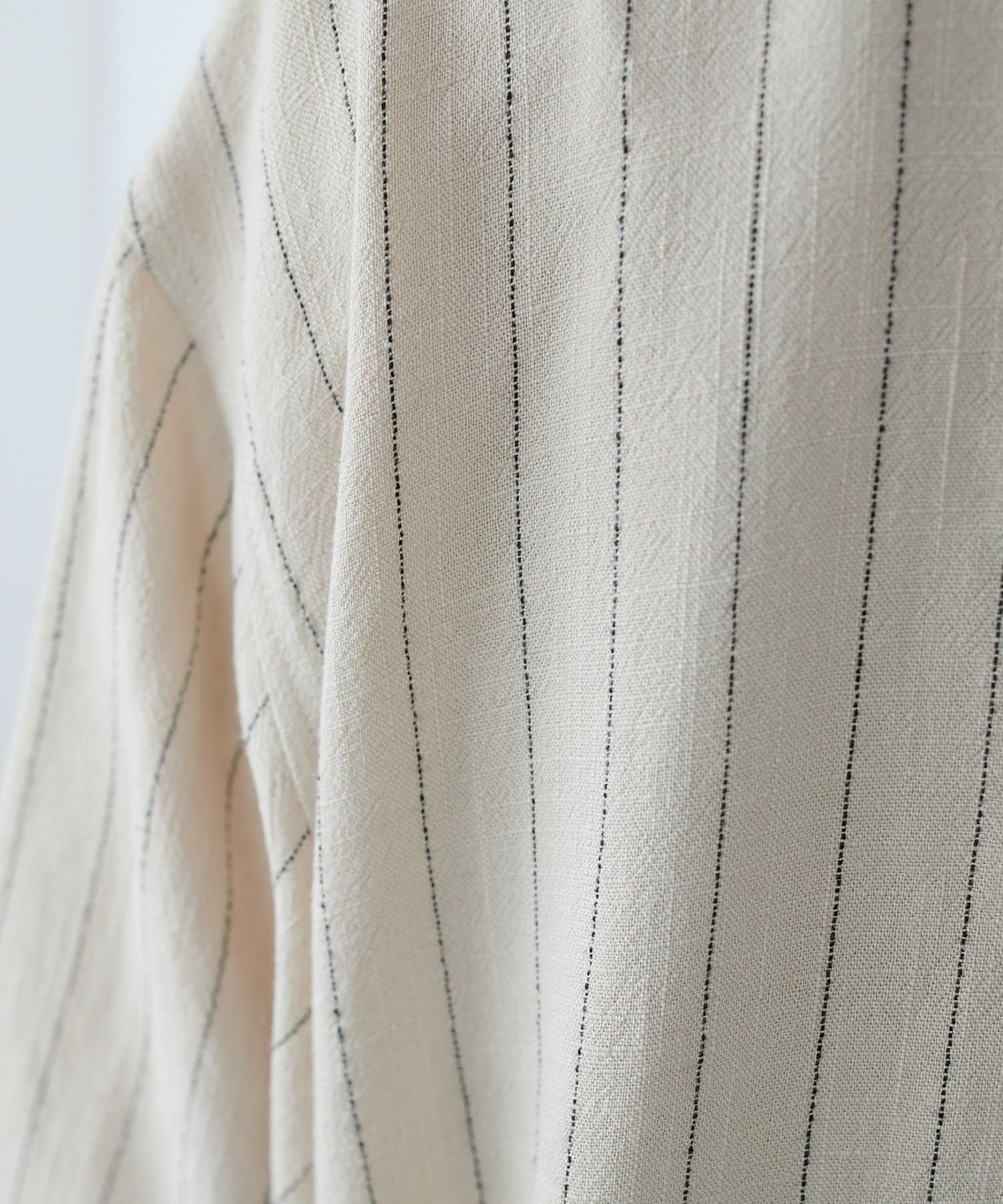 DISCOAT(ディスコート) 【WEB限定】麻混ストライプ半袖シャツジャケット