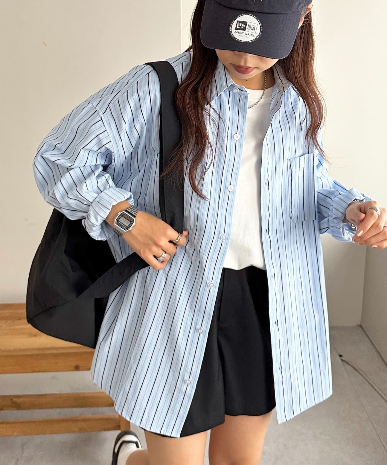 DISCOAT(ディスコート) 【WEB限定】ドビーストライプオーバーシャツ