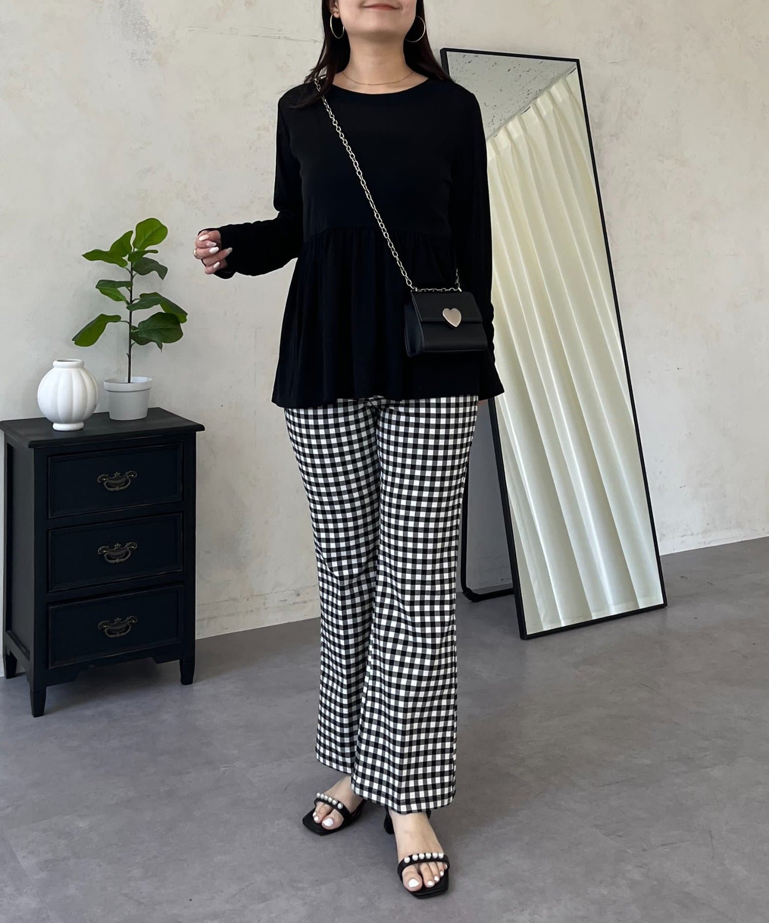 prose verse(プロズヴェール) 袖シャーリングシアーペプラムロンＴ