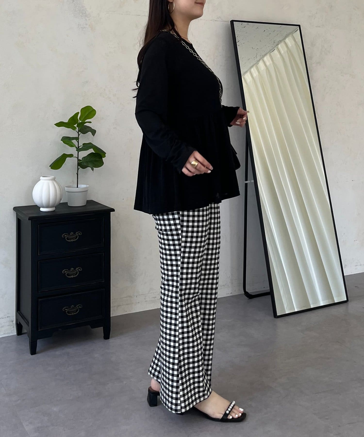 prose verse(プロズヴェール) 袖シャーリングシアーペプラムロンＴ