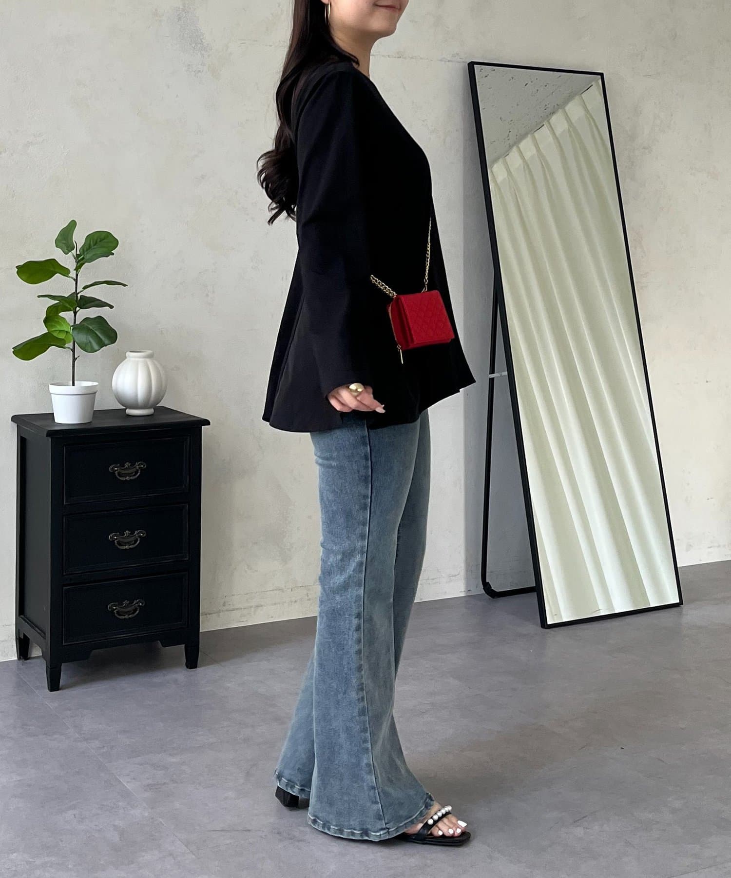 prose verse(プロズヴェール) 裾ドッキングフレアトップス