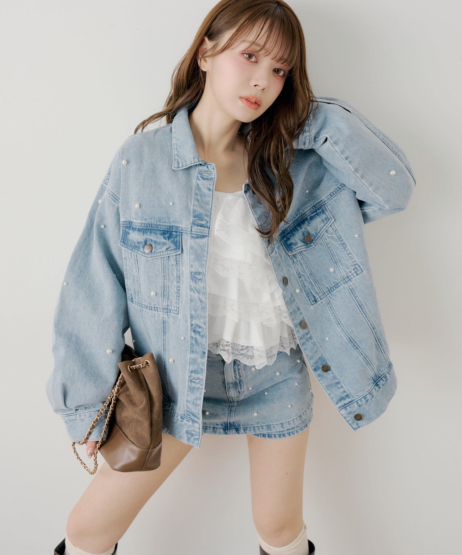 Chico(チコ) パール付きルーズGジャン