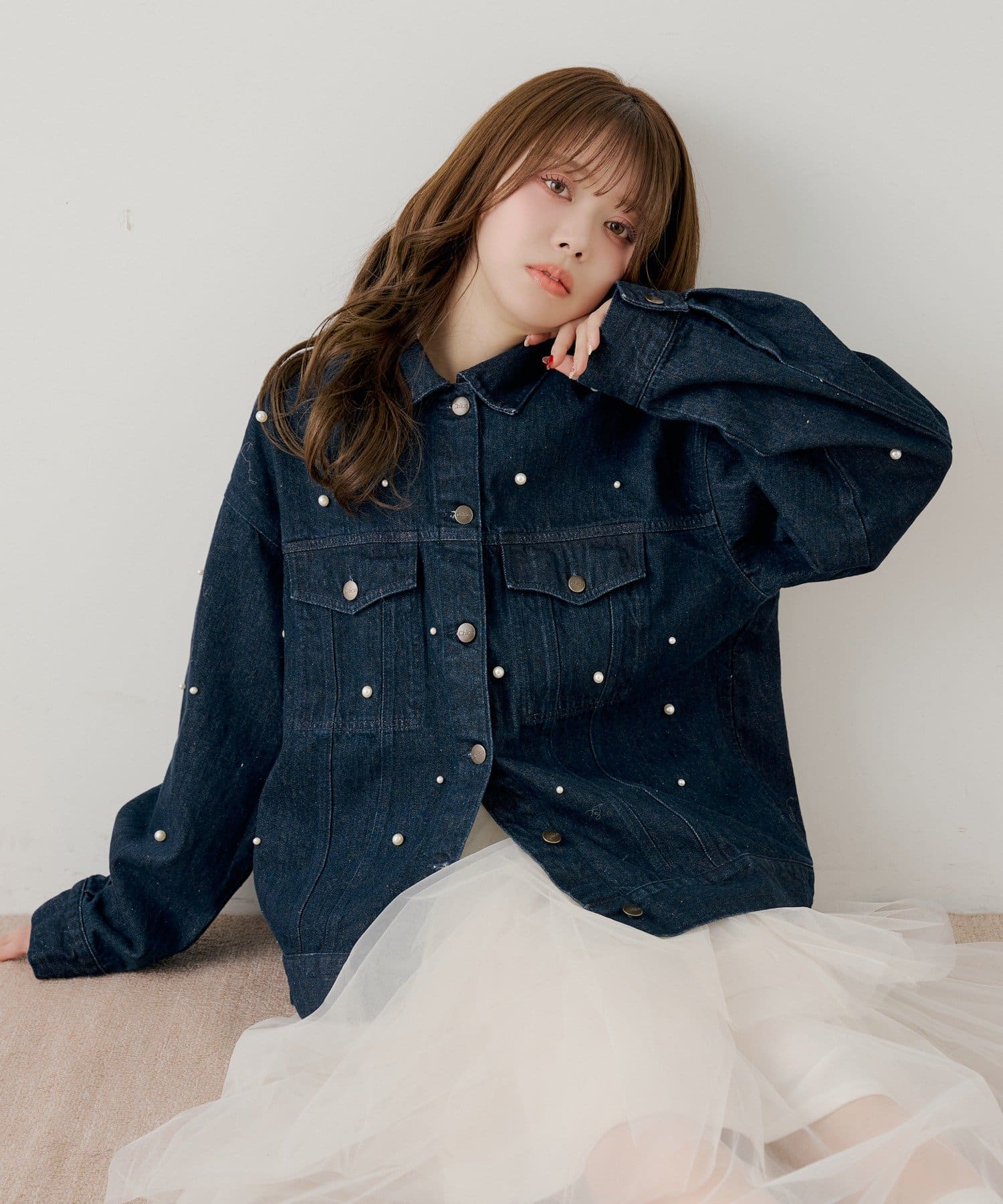 Chico(チコ) パール付きルーズGジャン