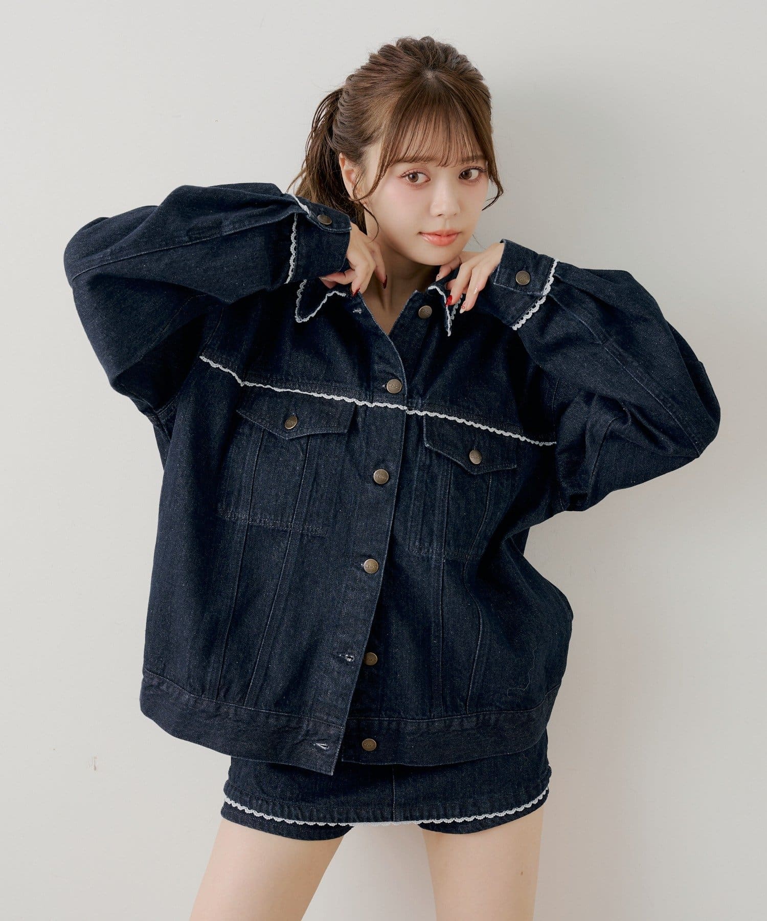 Chico(チコ) パール付きルーズGジャン