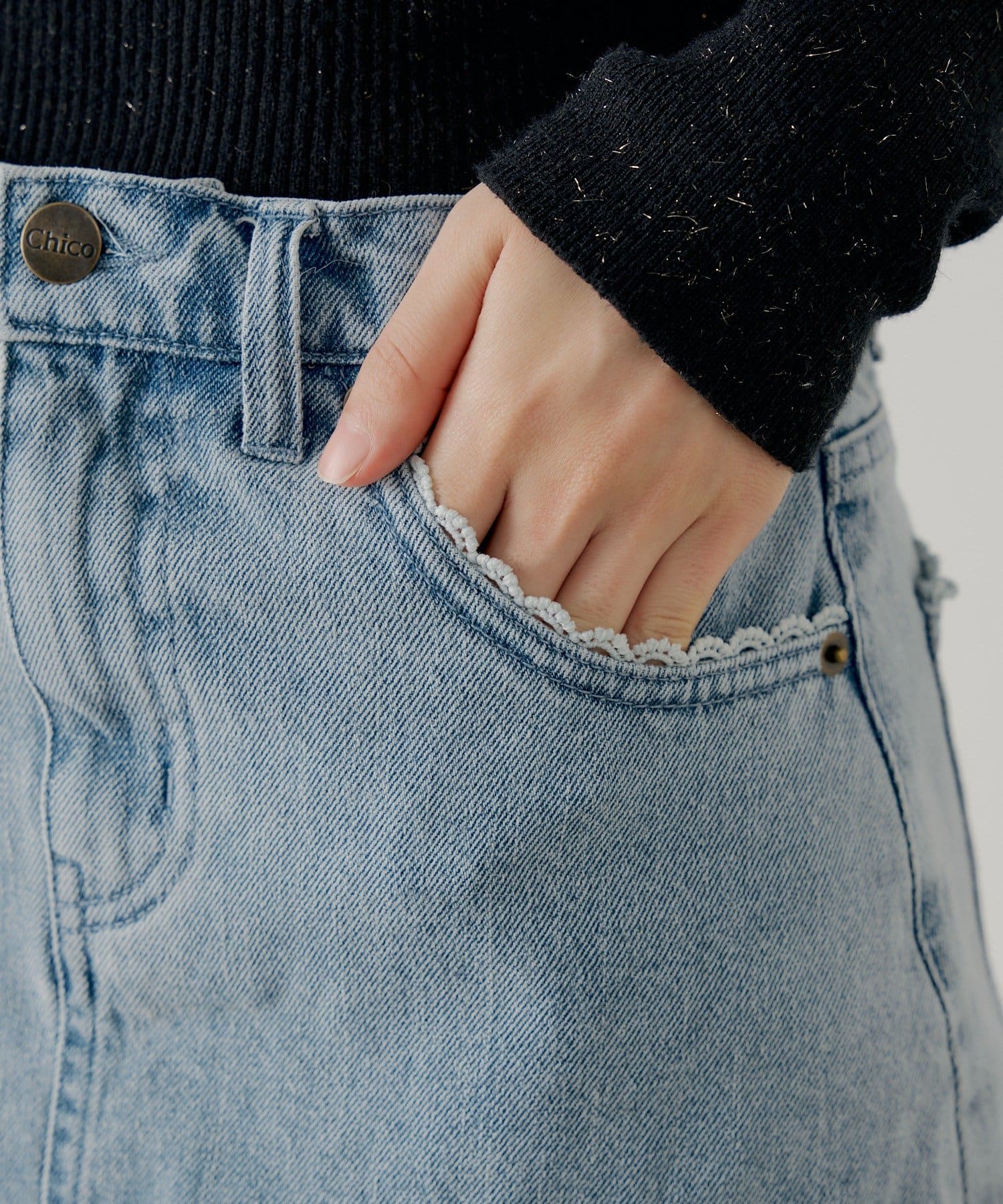 Chico(チコ) ボックスデニムタイトスカート