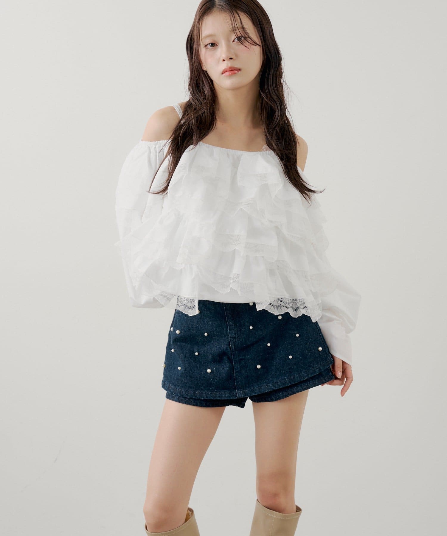 Chico(チコ) ボックスデニムタイトスカート