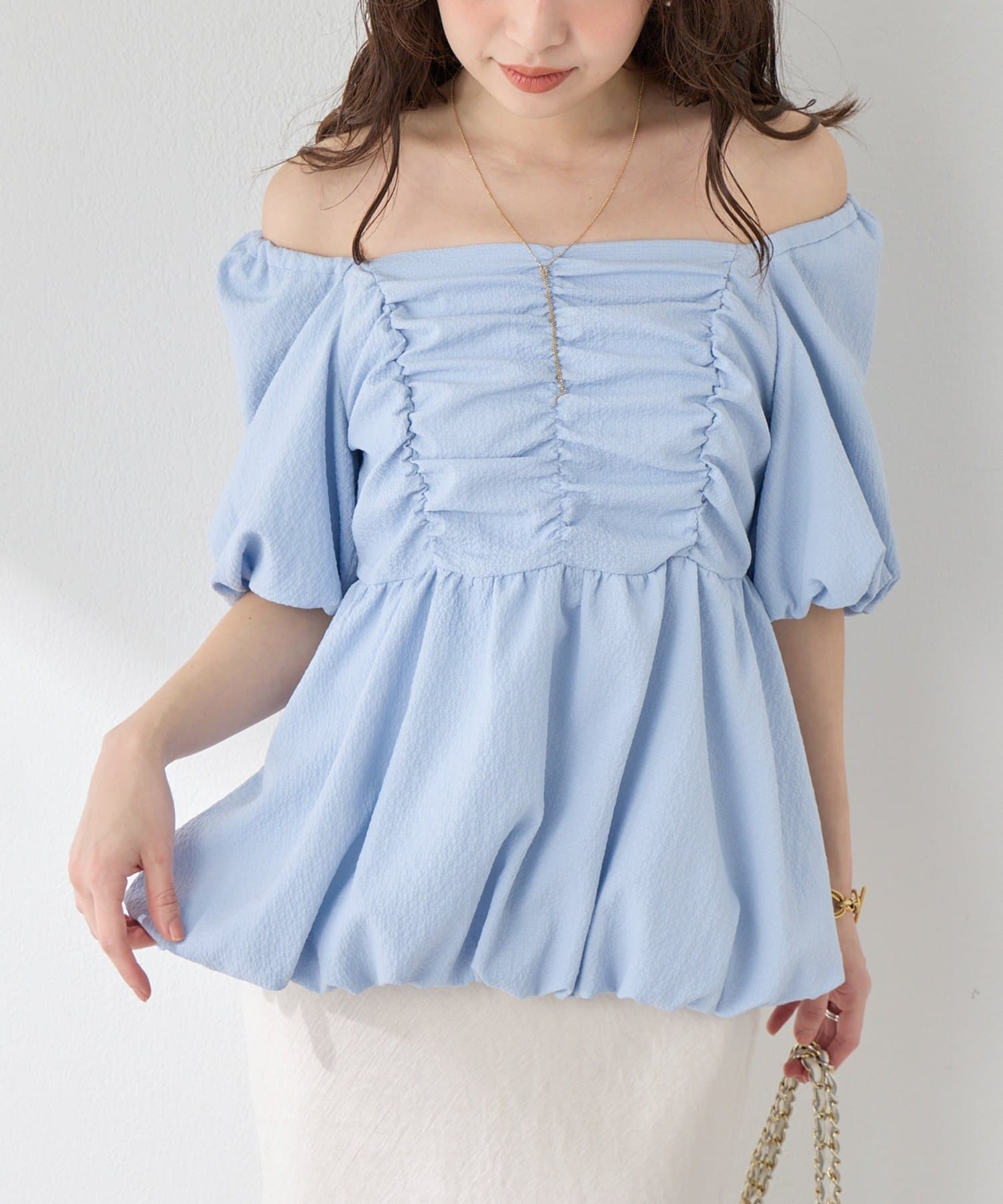 La boutique BonBon(ラブティックボンボン) バルーンペプラムブラウス