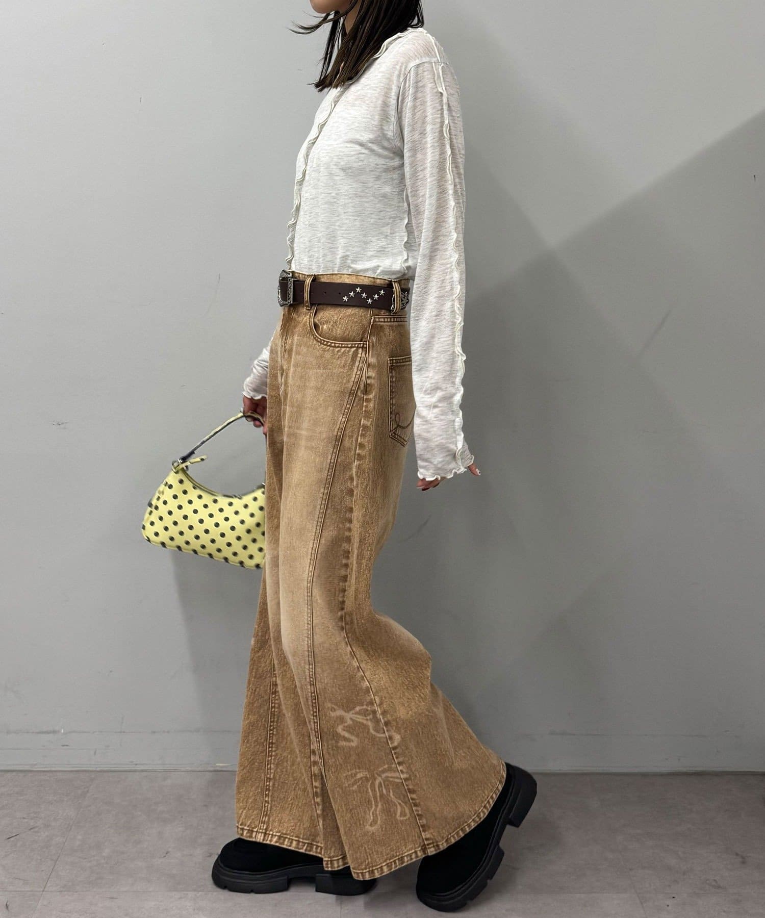 CIAOPANIC(チャオパニック) （無地/星柄）メローデザインシアートップス