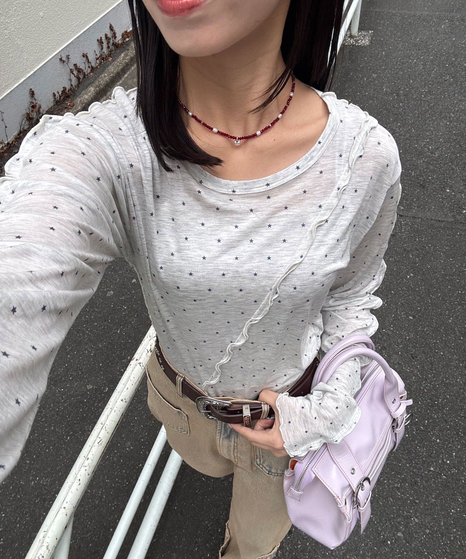 CIAOPANIC(チャオパニック) （無地/星柄）メローデザインシアートップス