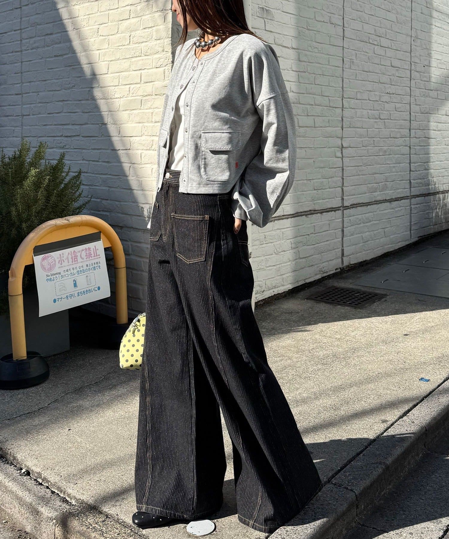 CIAOPANIC(チャオパニック) ハートボタン配色ステッチスウェットカーディガン