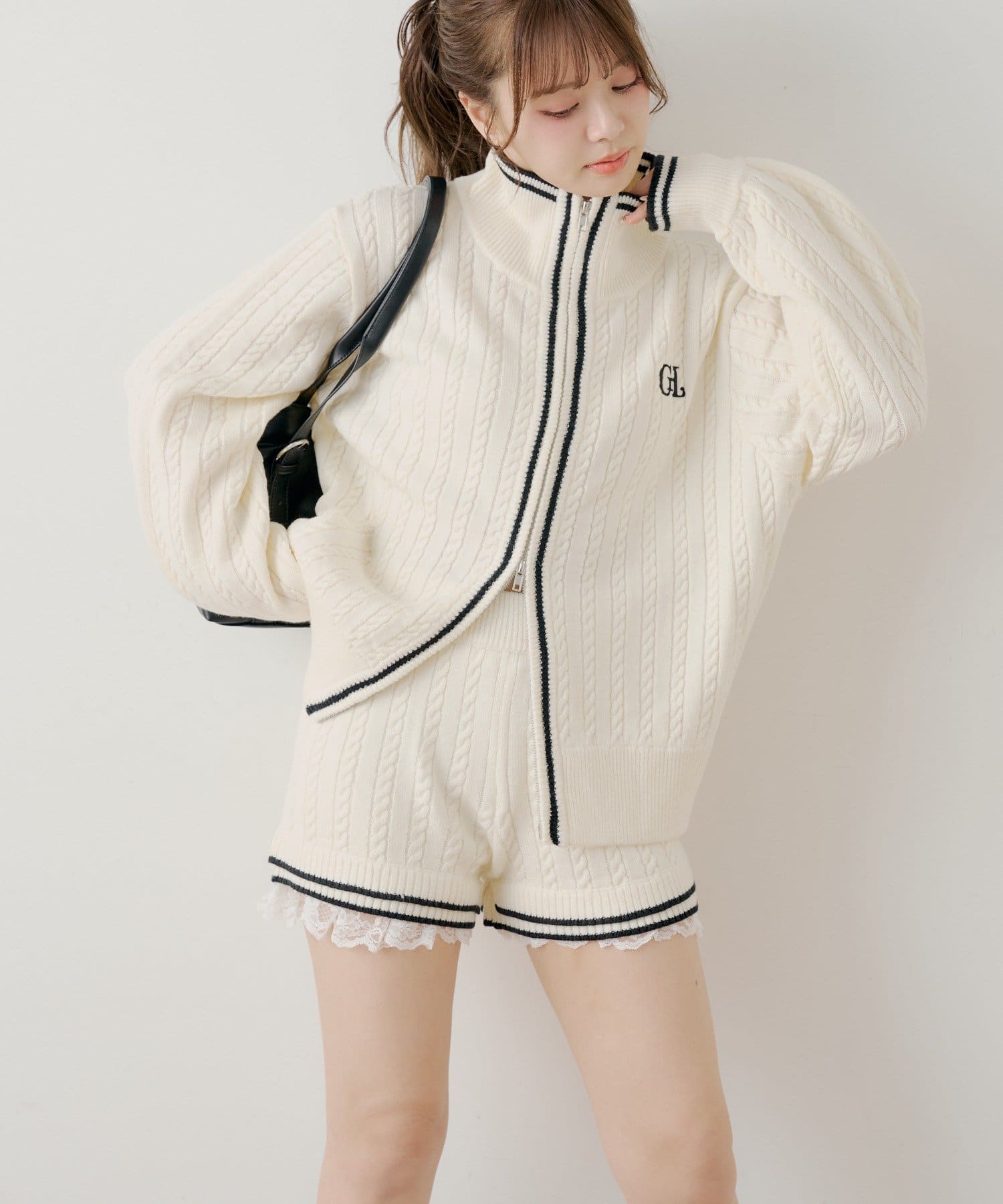 Chico(チコ) 【セットアップ対応】裾レイヤードニットショートパンツ