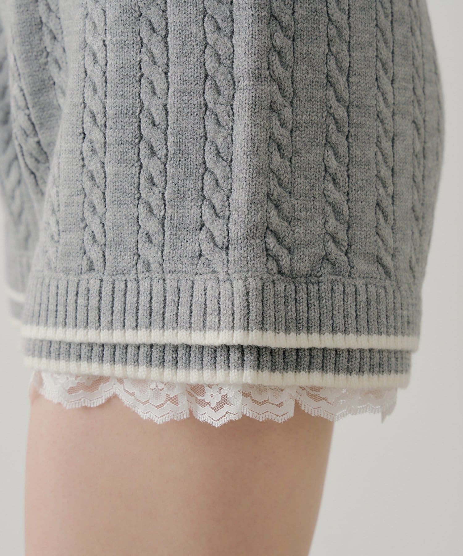 Chico(チコ) 【セットアップ対応】裾レイヤードニットショートパンツ