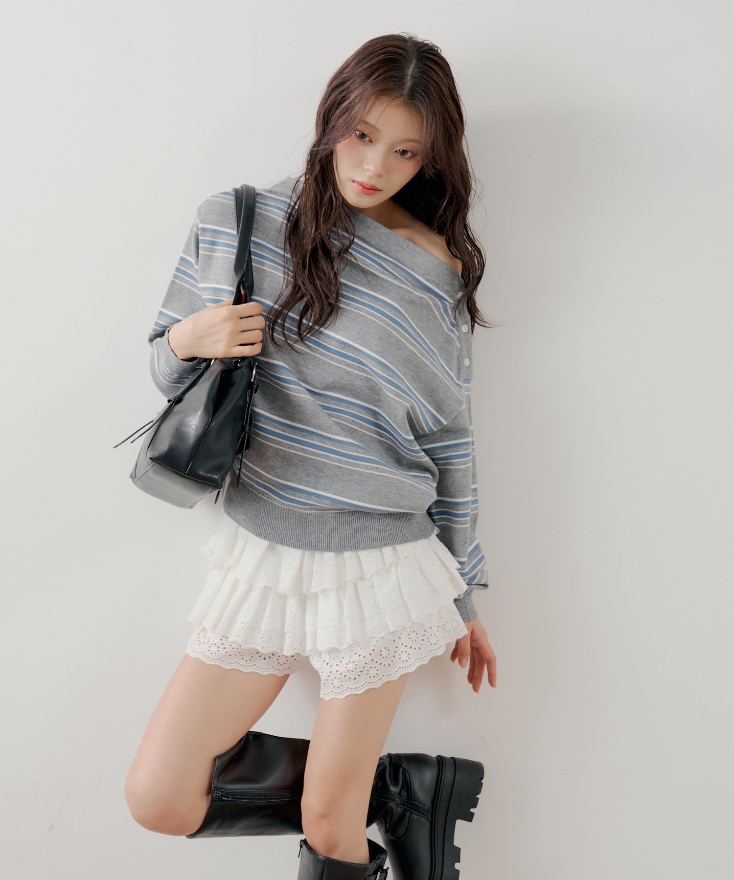 Chico(チコ) ワンショルボーダーニット