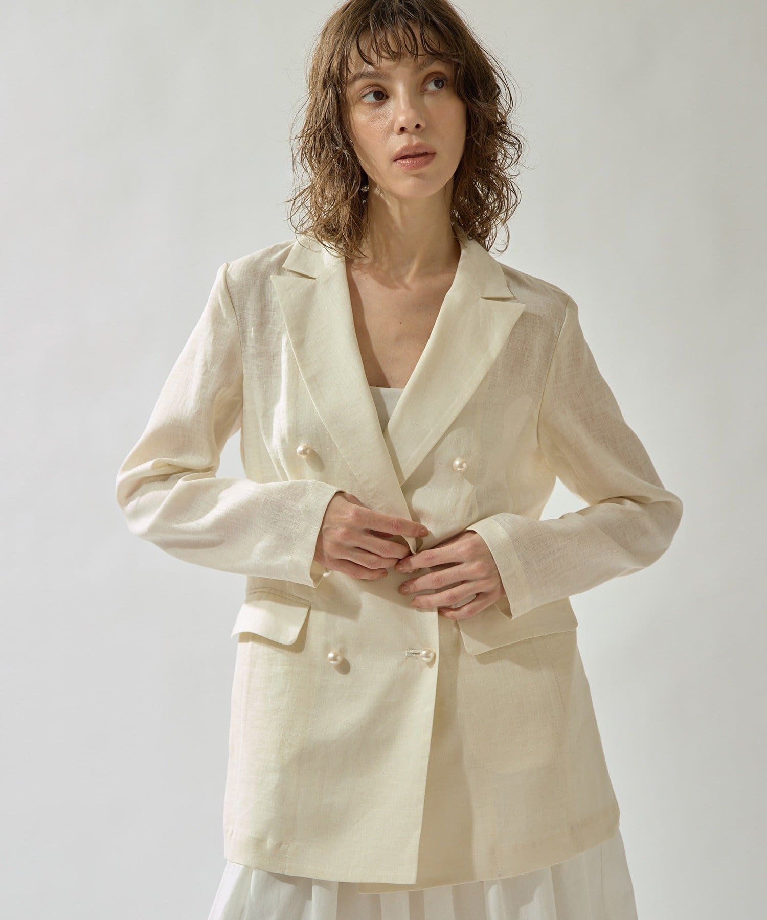 Drawing Numbers(ドローイングナンバーズ) 《パーソナルオーダー限定》パールボタンリネンダブルジャケット