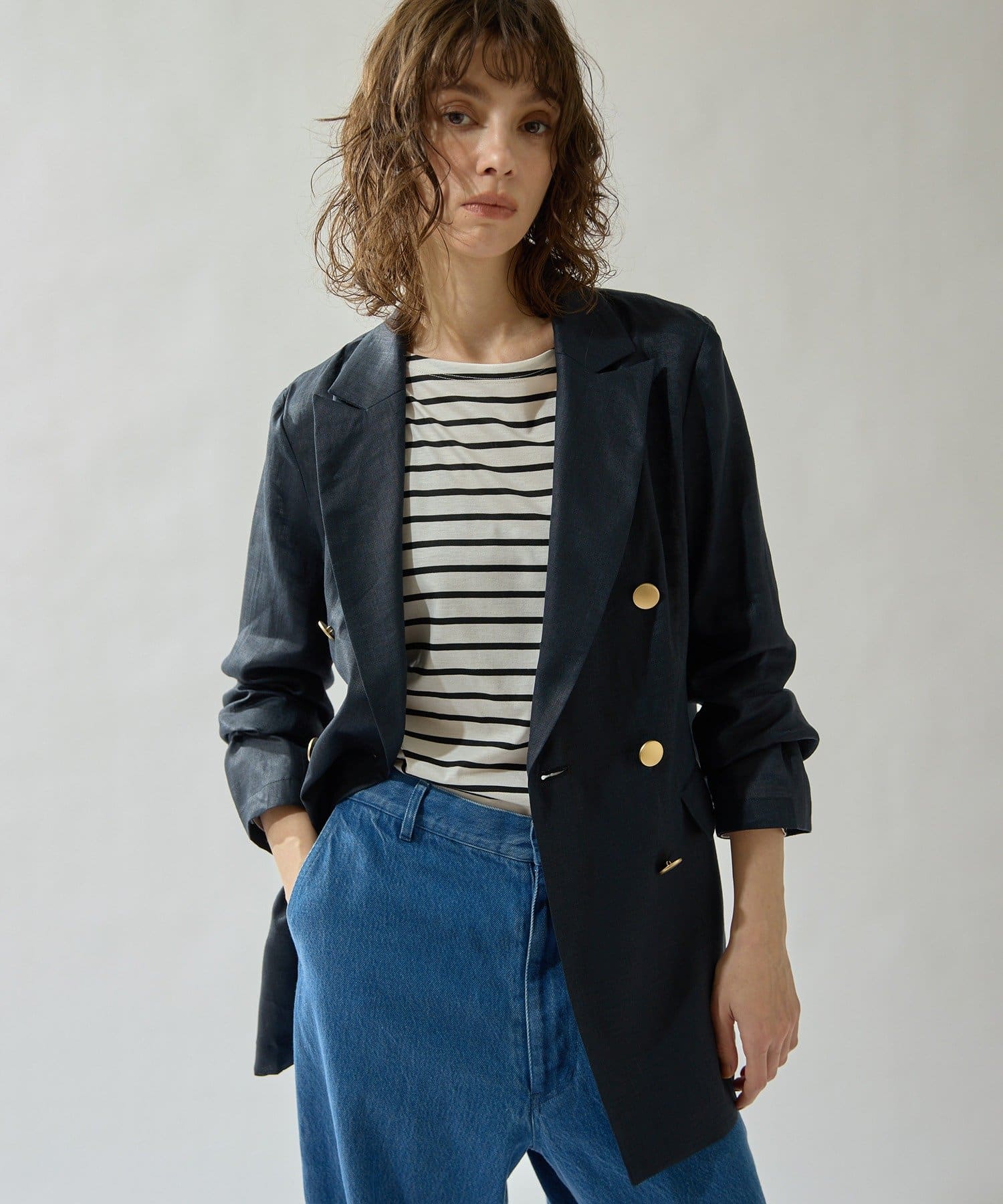 Drawing Numbers(ドローイングナンバーズ) 《パーソナルオーダー限定》ゴールドボタンリネンダブルジャケット