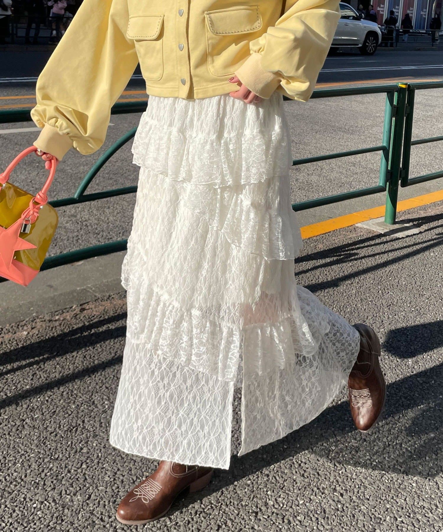 CIAOPANIC(チャオパニック) レースイレヘムIラインロングスカート