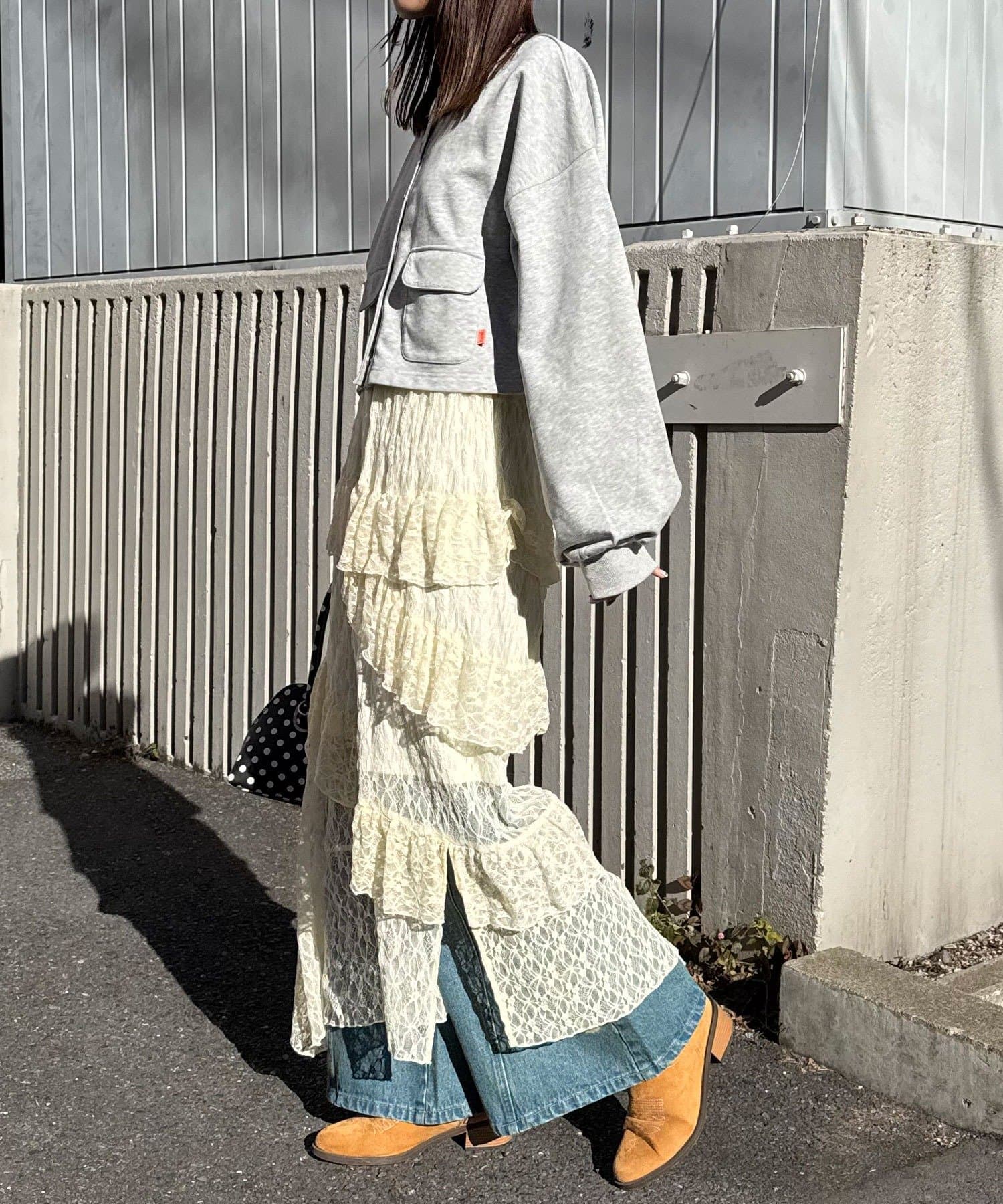 CIAOPANIC(チャオパニック) レースイレヘムIラインロングスカート