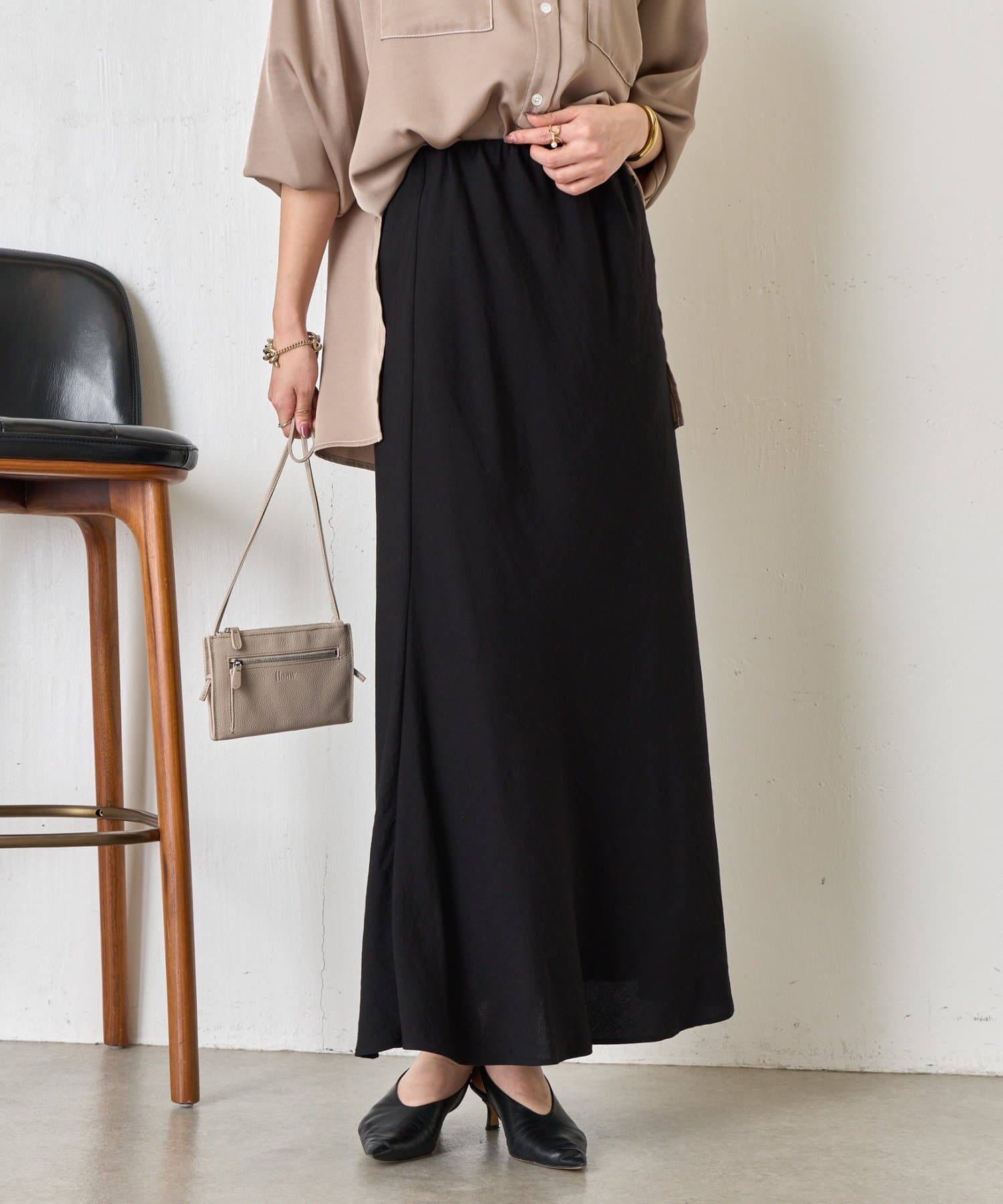 Jena　espace merveilleux(ジェナ　エスパスメルヴェイユ) 【軽やかロング】レーヨンナイロンロングスカート