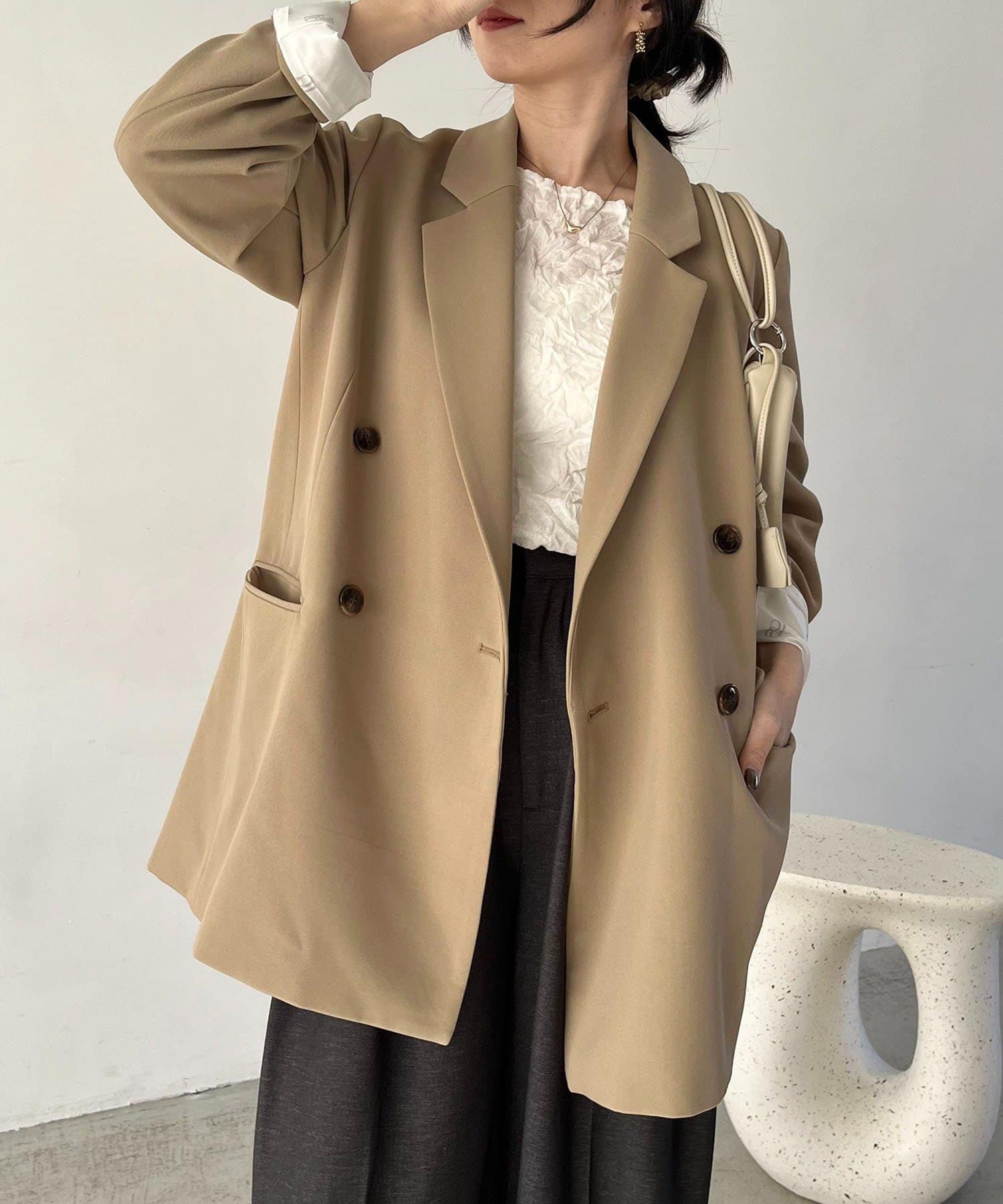 CAPRICIEUX LE'MAGE(カプリシュレマージュ) 【再販・WEB限定カラー/グレージュ】Wテーラージャケット