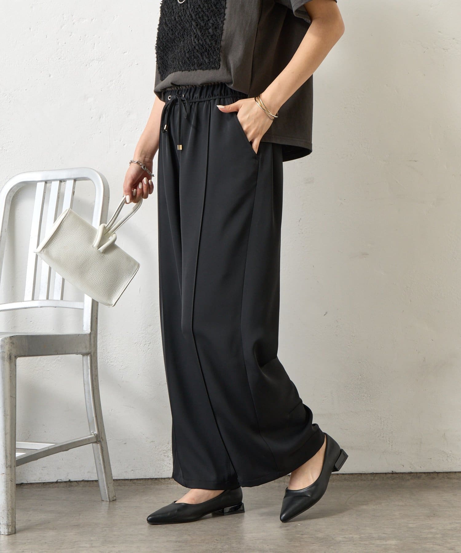 Jena　espace merveilleux(ジェナ　エスパスメルヴェイユ) レイヤード風トロミパンツ