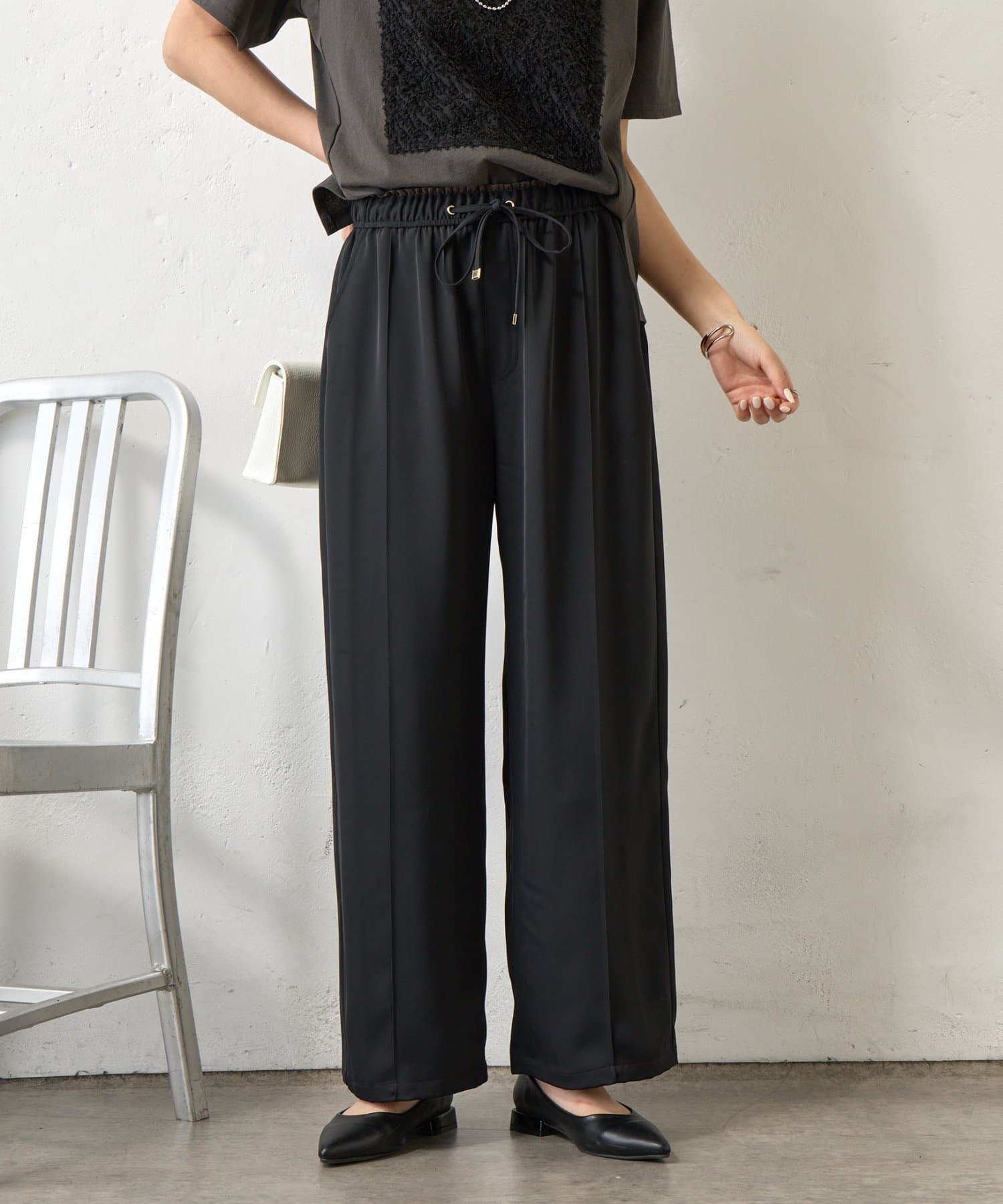 Jena　espace merveilleux(ジェナ　エスパスメルヴェイユ) レイヤード風トロミパンツ