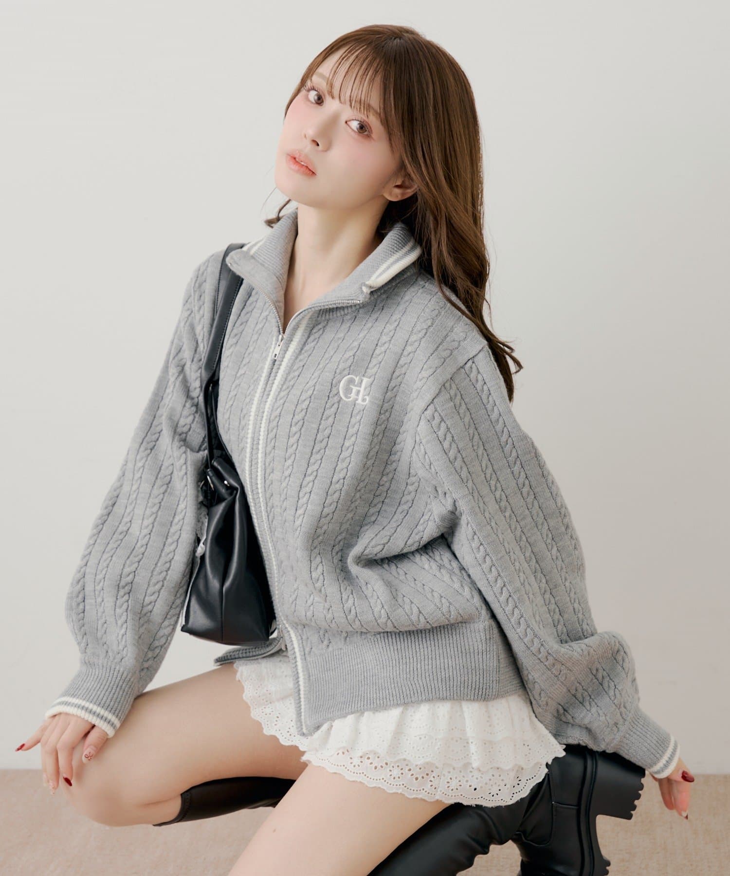 Chico(チコ) 【セットアップ対応】ダブルジップルーズニット