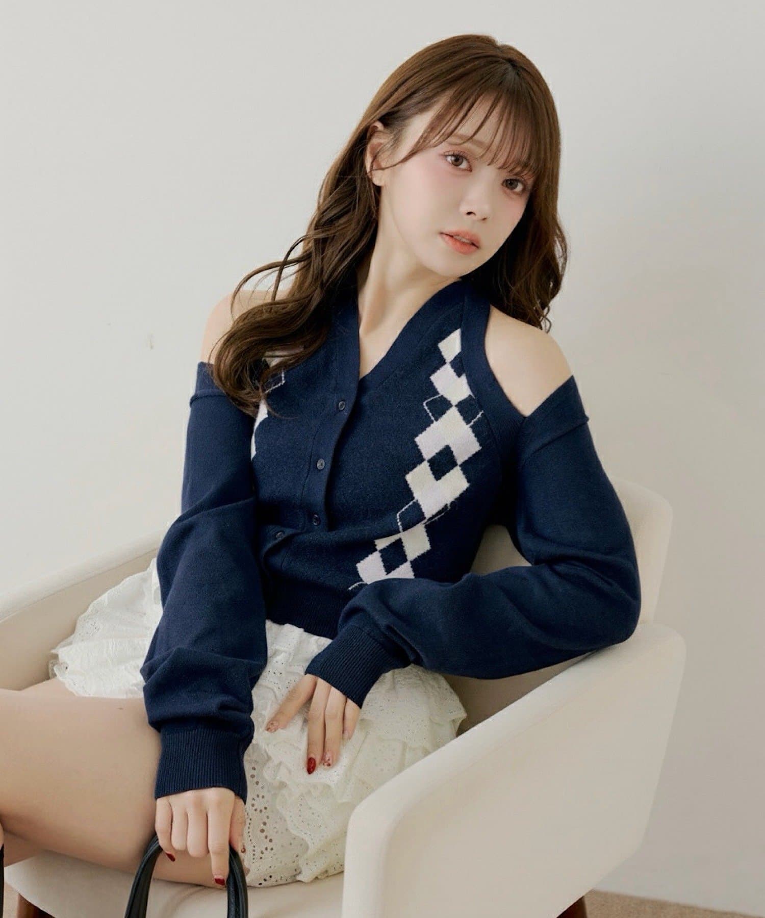 Chico(チコ) 肩スリットアーガイルニット