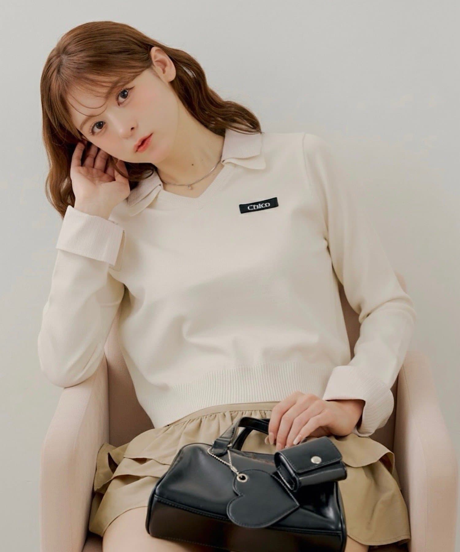 Chico(チコ) シャツレイヤードVネックニット