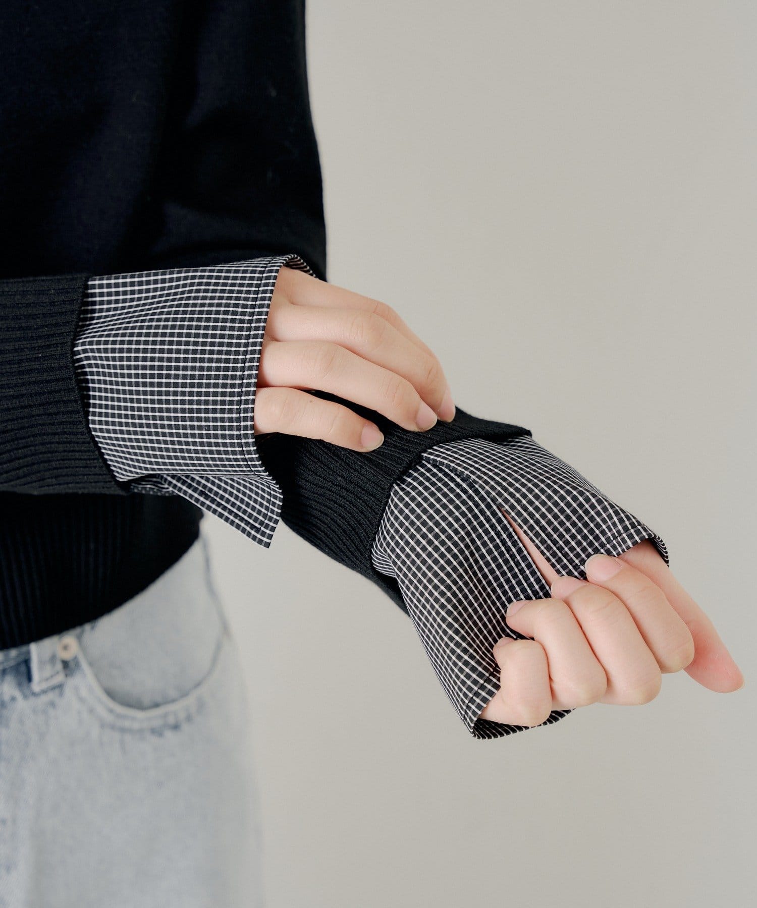 Chico(チコ) シャツレイヤードVネックニット