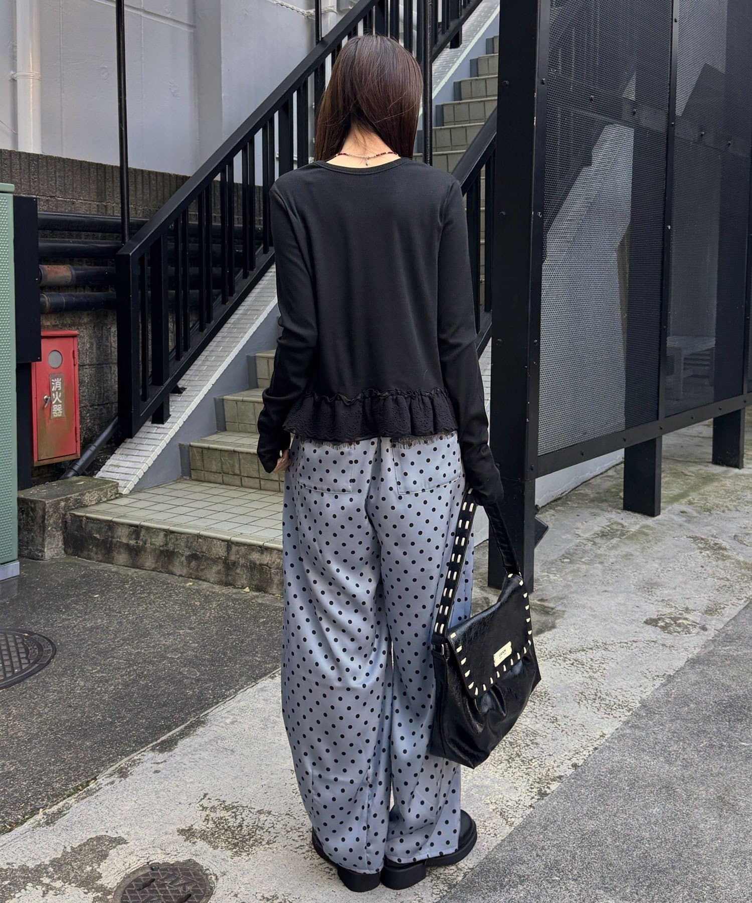 CIAOPANIC(チャオパニック) 裾レースストレッチリブトップス