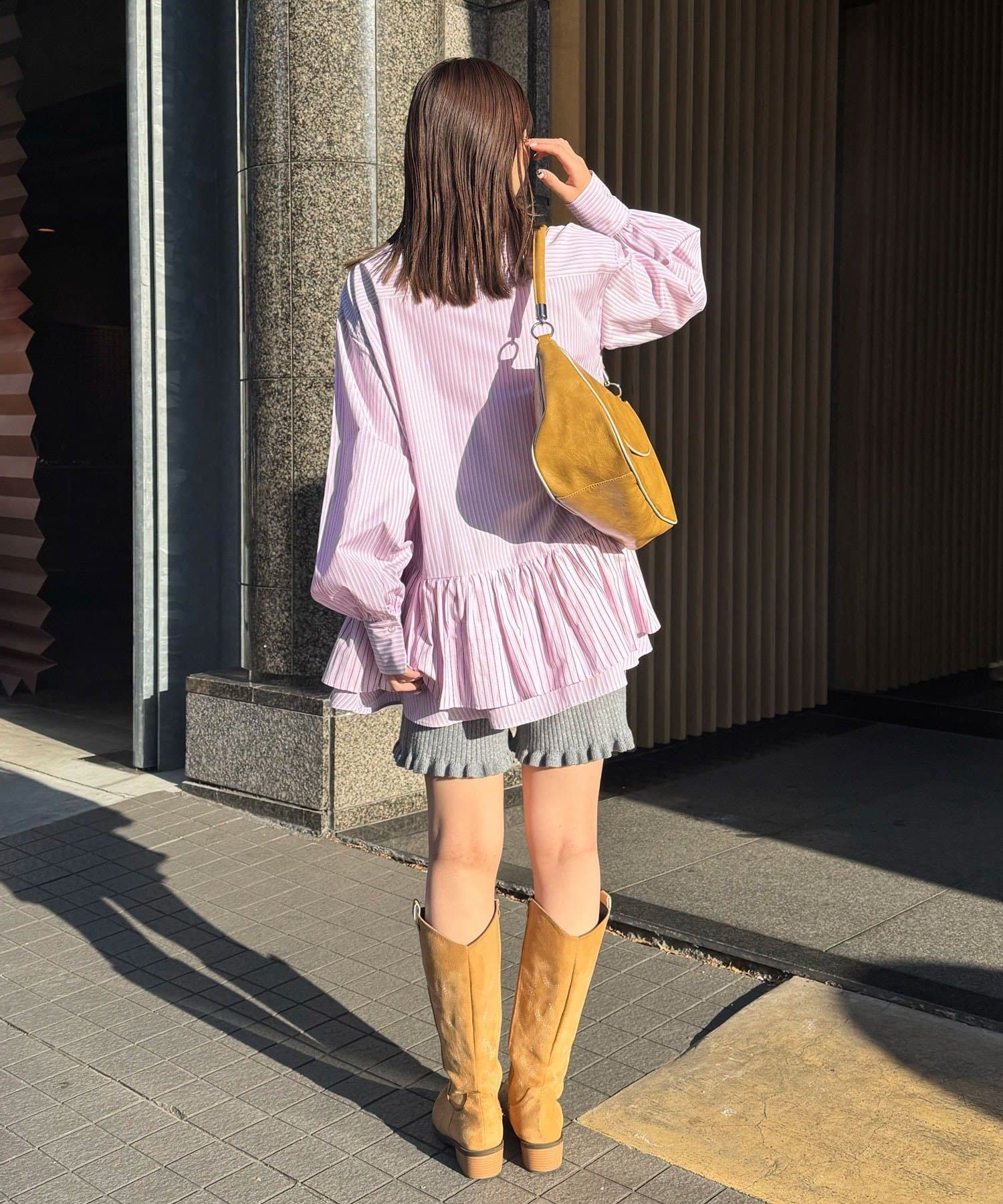 CIAOPANIC(チャオパニック) ネクタイ付きティアードチュニックシャツワンピース