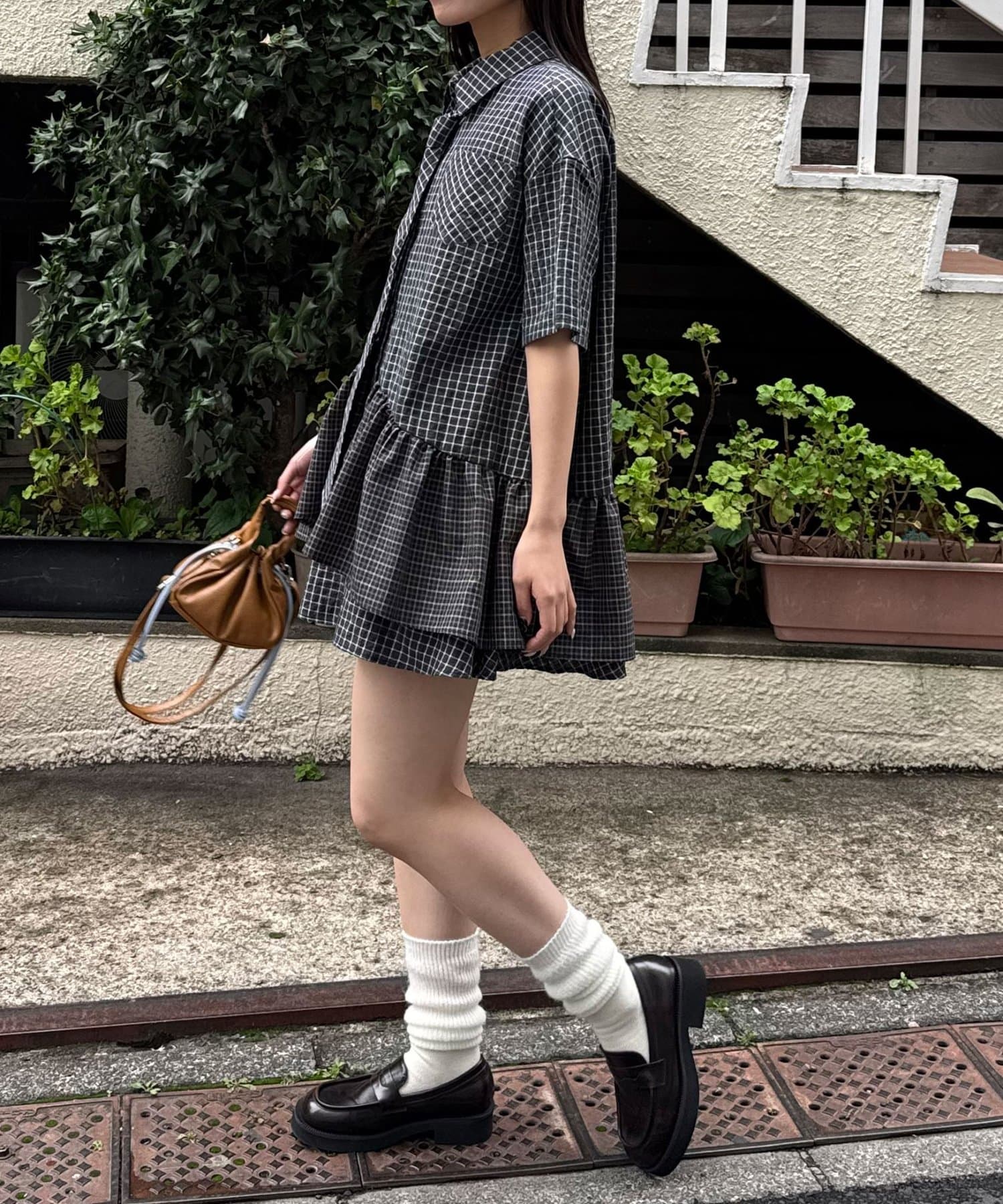 CIAOPANIC(チャオパニック) 【半袖ver(0 SIZE)は 5/2(日)0:00～販売開始】ネクタイ付きティアードチュニックシャツワンピース