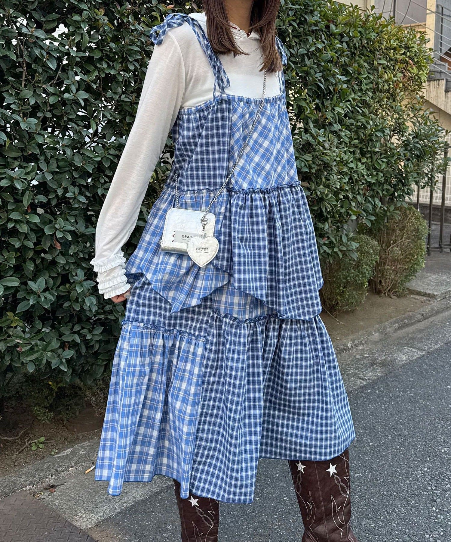 CIAOPANIC(チャオパニック) 2WAYアソートチェックティアードキャミワンピース／スカート