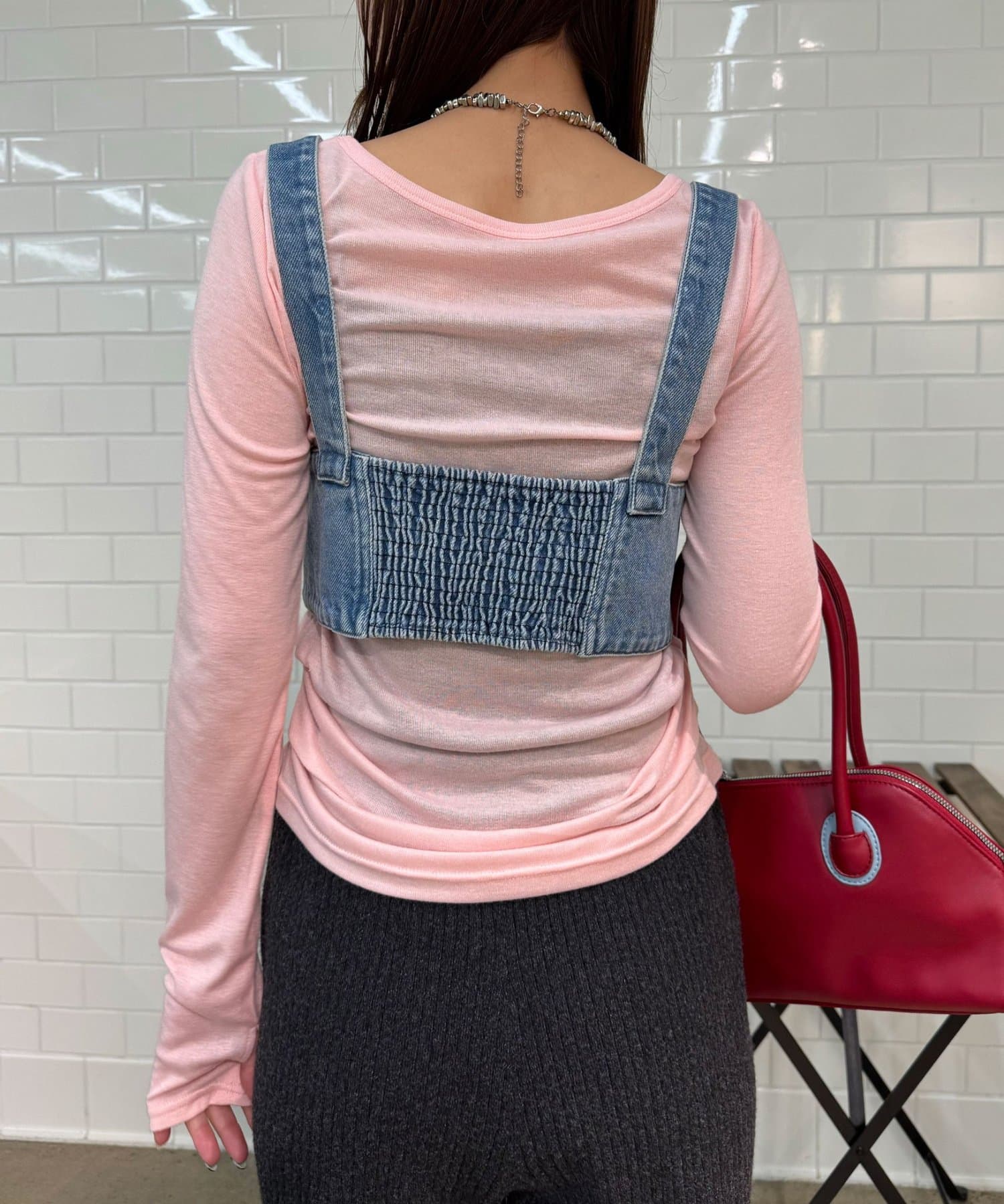 CIAOPANIC(チャオパニック) ラインストーンデニムハーネスビスチェ