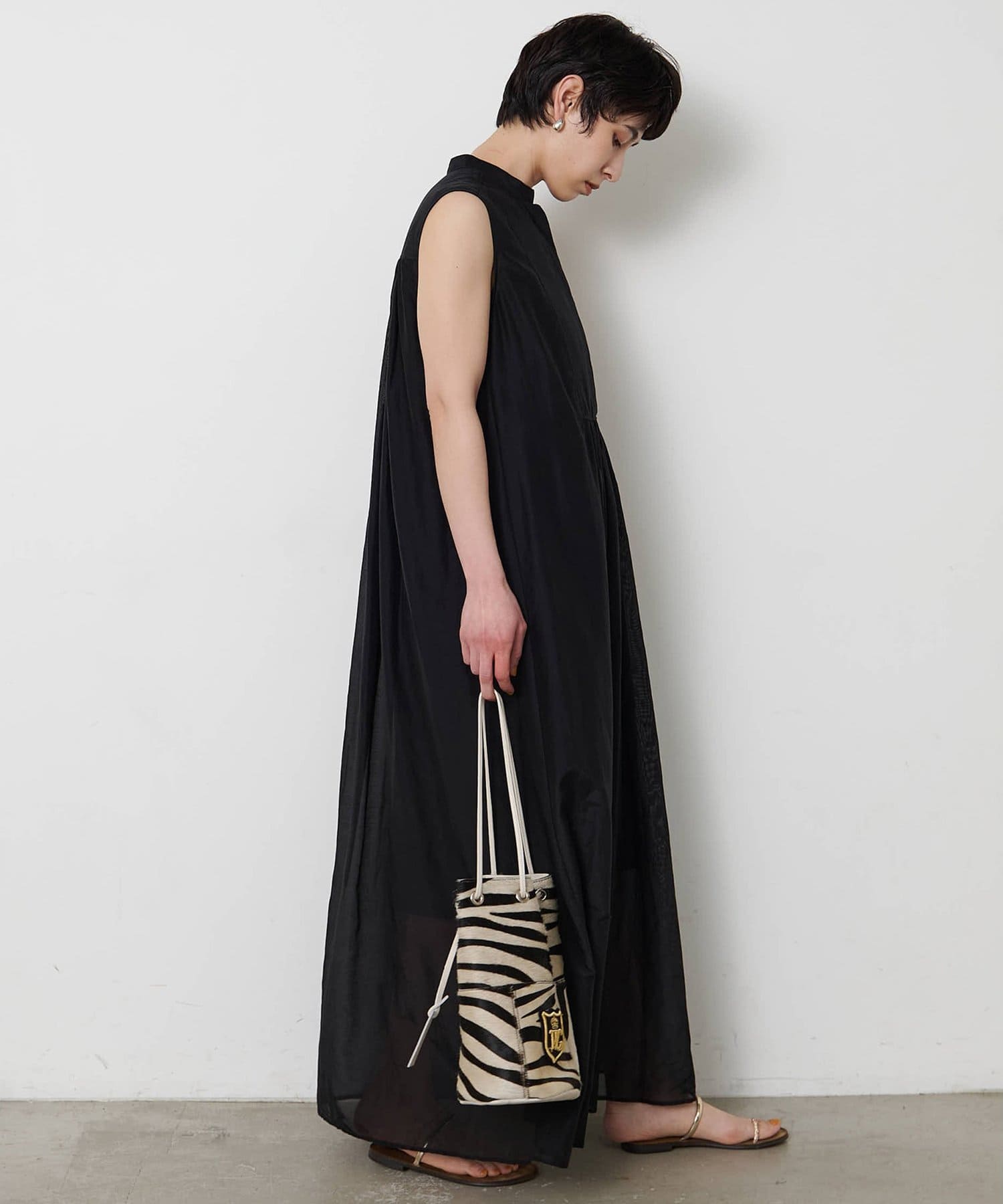 Whim Gazette(ウィム ガゼット) シルクコットンギャザーワンピース