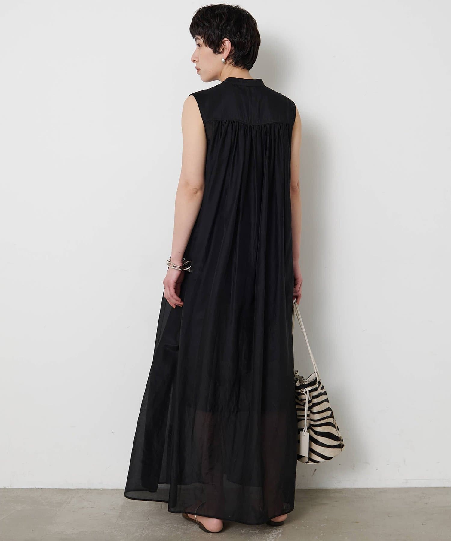 Whim Gazette(ウィム ガゼット) シルクコットンギャザーワンピース